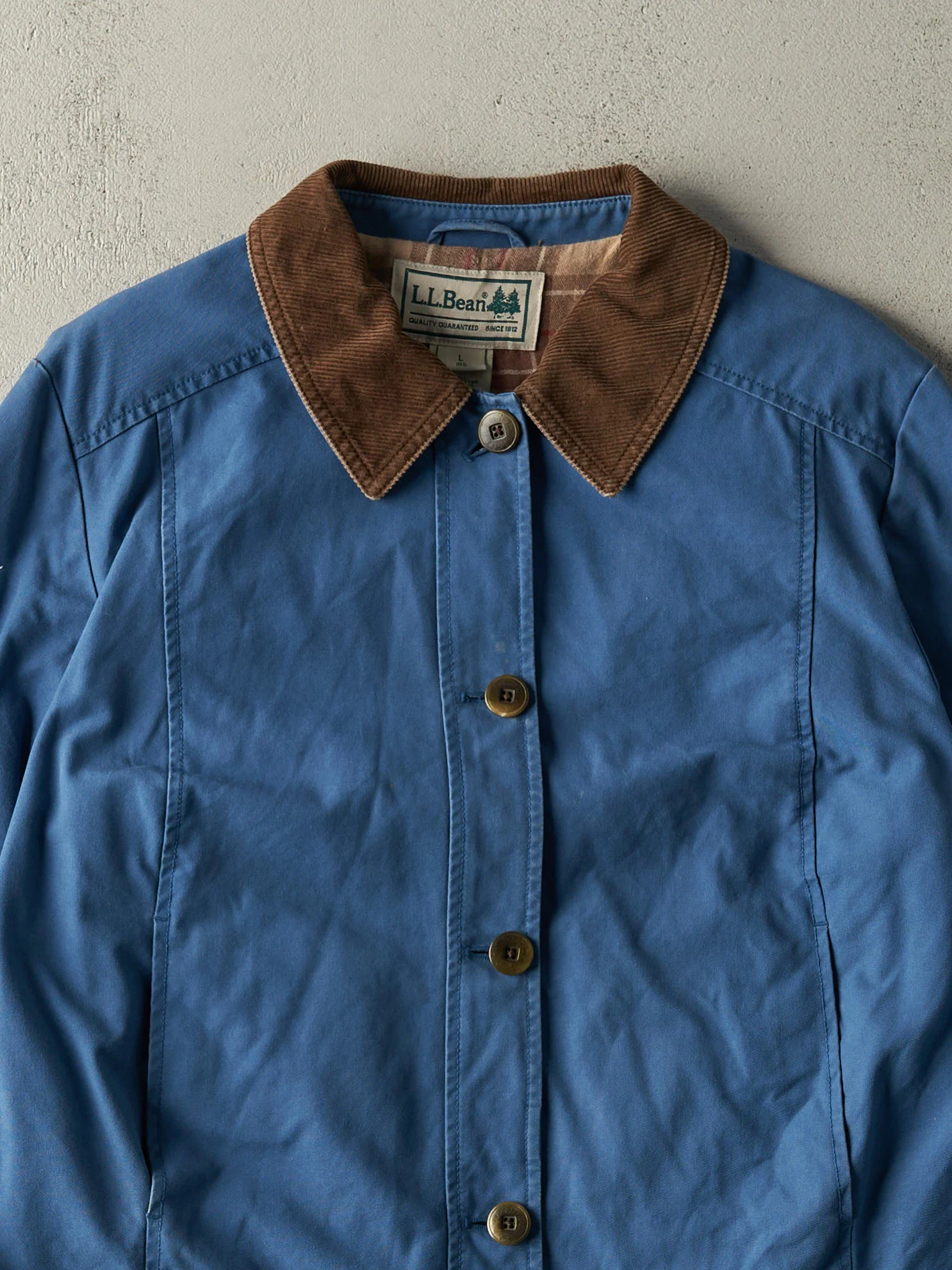Vintage 90s Blue LL Bean Flannel Lined Barn Jacket (L/XL) - Image 3