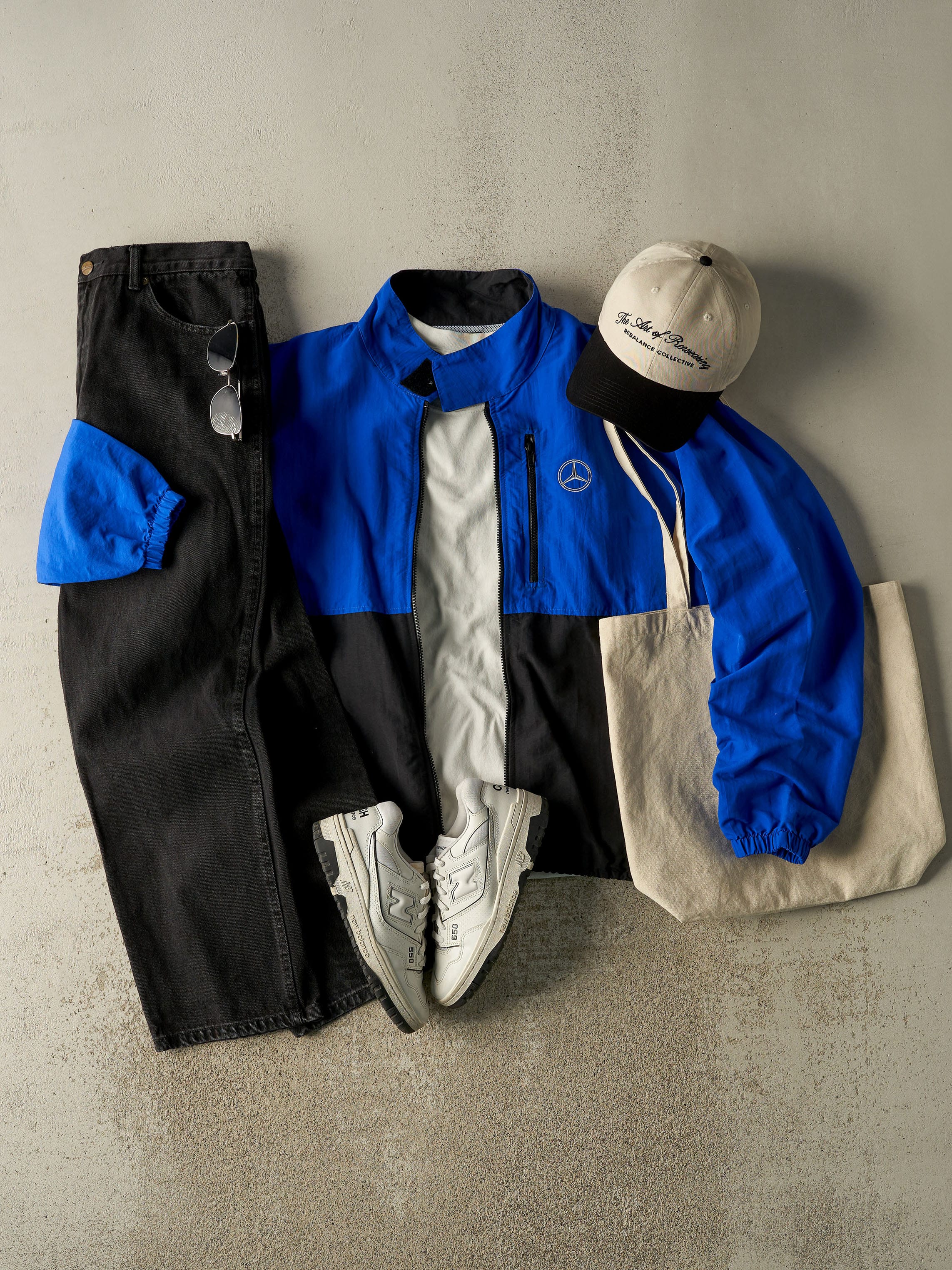 Vintage Y2K Blue Mercedes Benz Embroidered Zip Up Windbreaker Jacket (L/XL) - Image 2