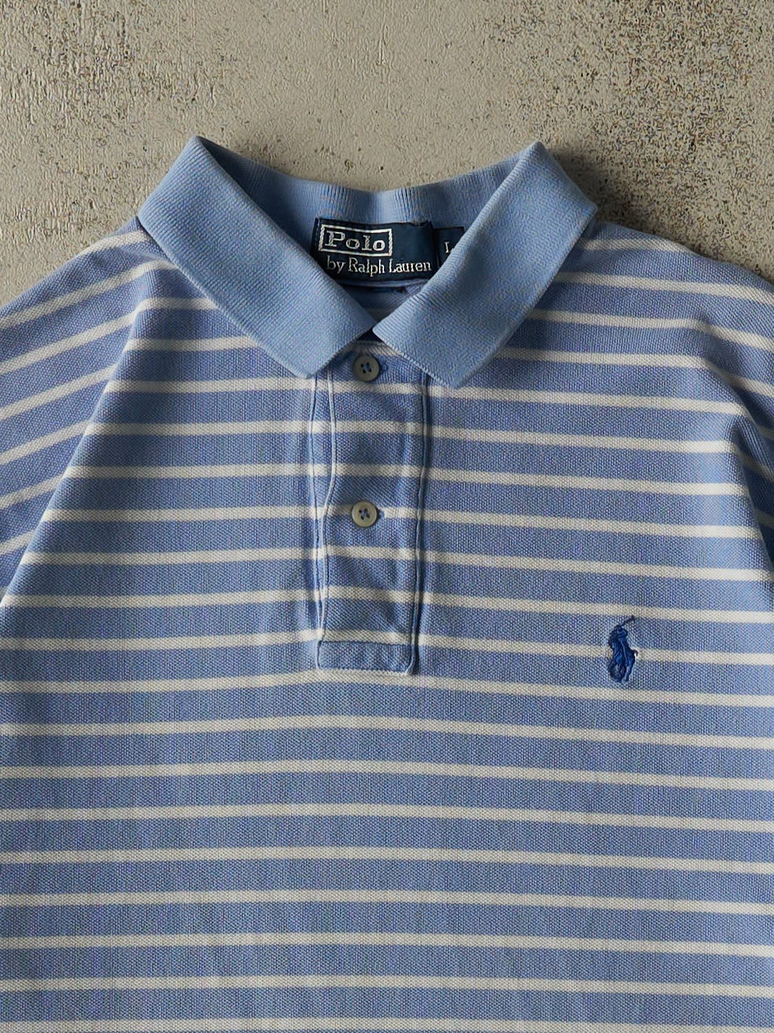 Vintage 90s Blue Polo Quarter Button Tee (L/XL) - Image 2