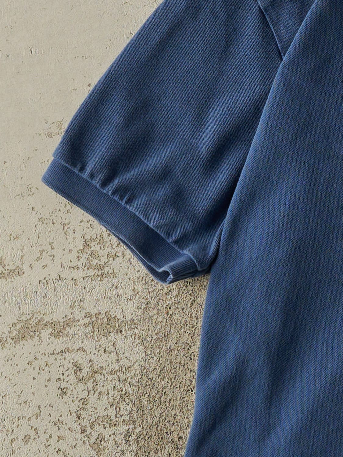 Vintage 90s Blue Polo Quarter Button Tee (XL) - Image 3