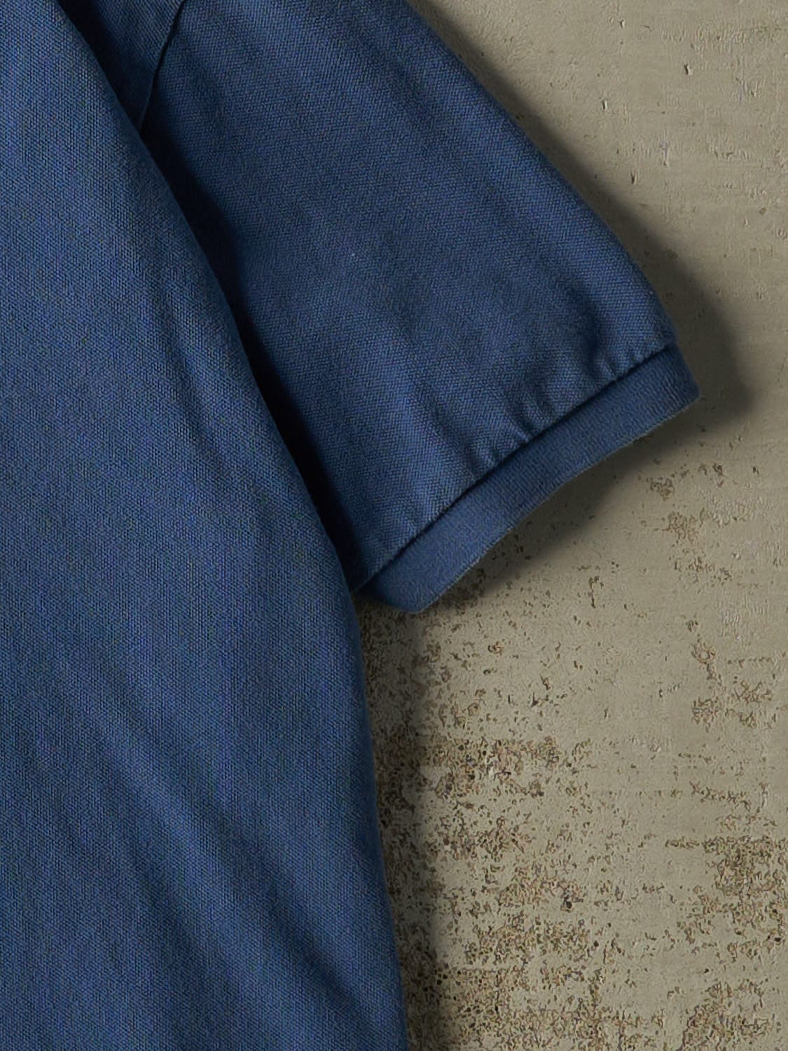Vintage 90s Blue Polo Quarter Button Tee (XL) - Image 4
