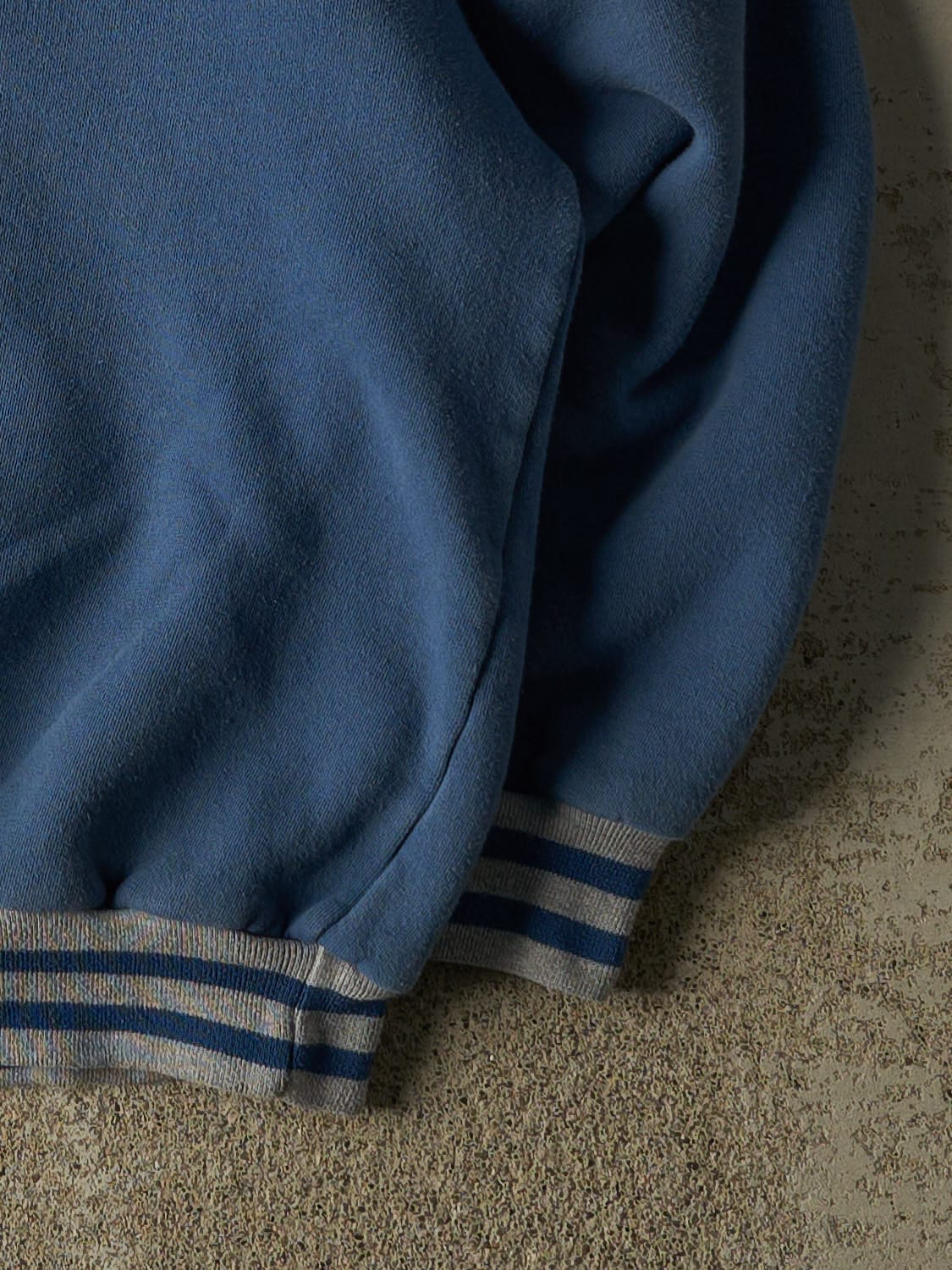 Vintage 90s Blue Striped Crewneck (XL) - Image 4
