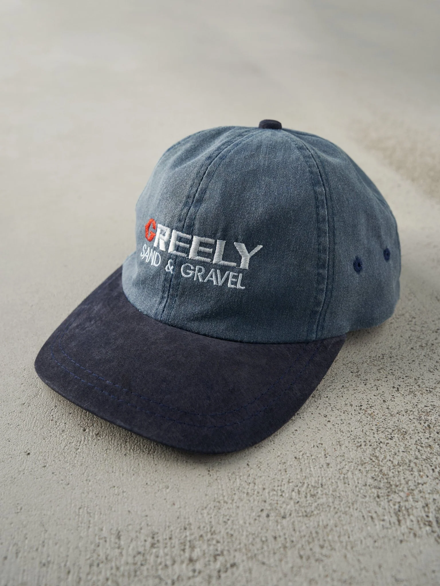 Vintage 90s Blue Two Tone & Suede Embroidered Greely Logo Strapback Hat - Image 2