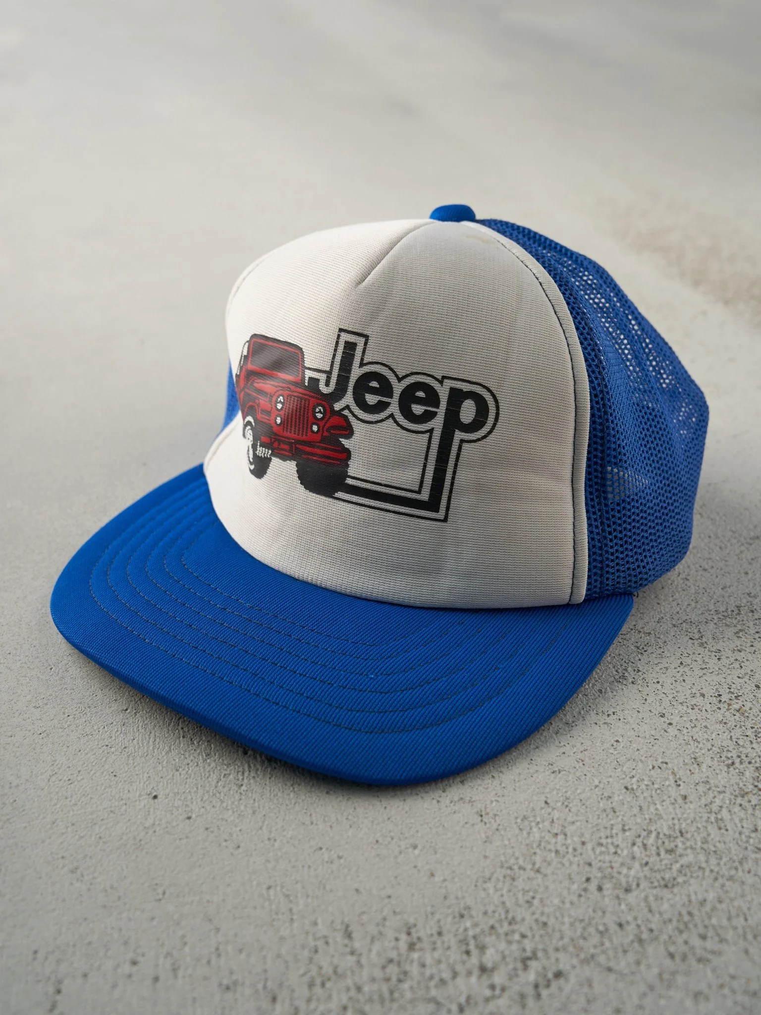 Vintage 90s Blue & White Jeep Foam Trucker Hat - Image 2