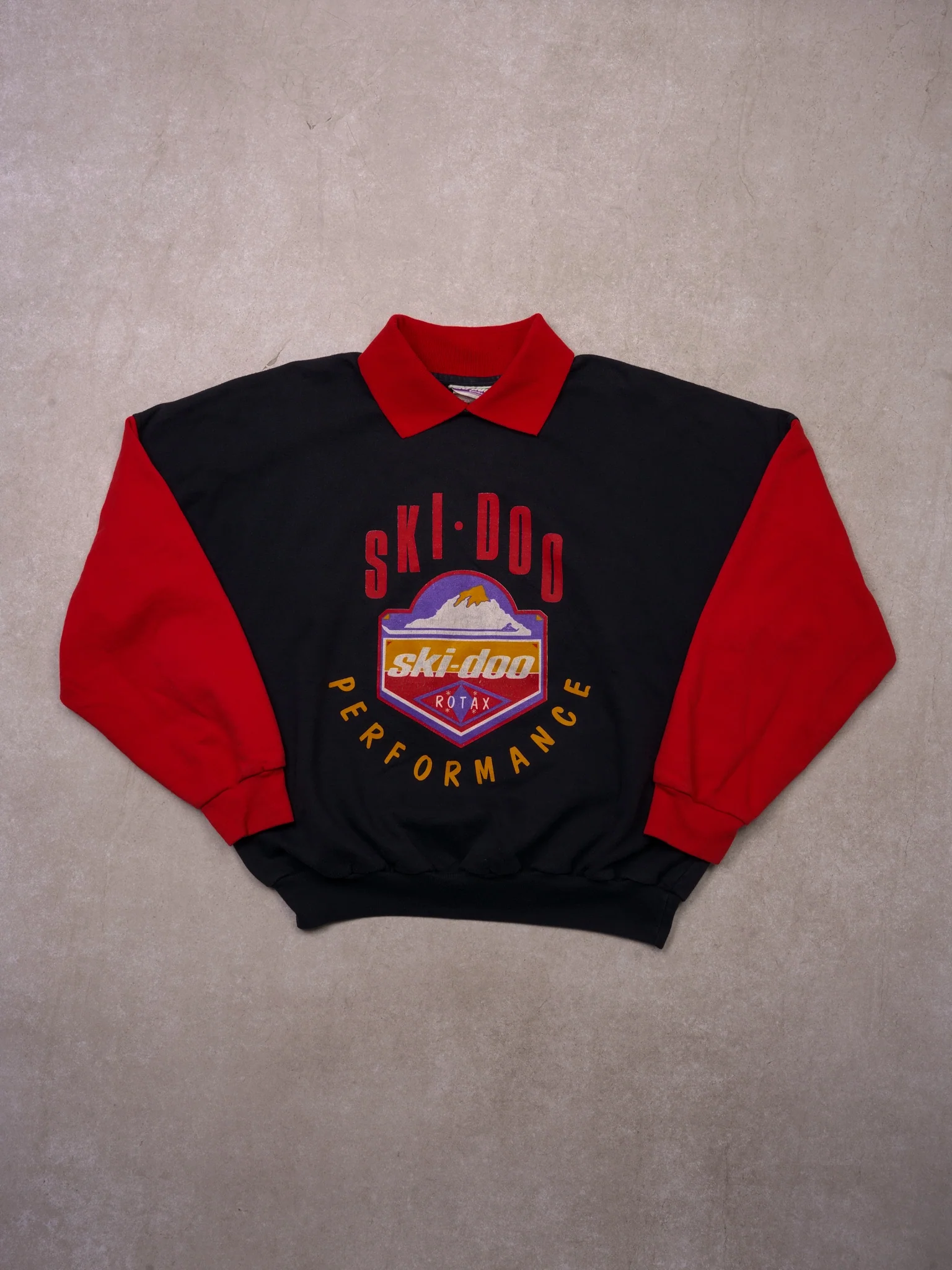 Vintage 90s Boxy Navy and Red Ski Do Performance Collared Crewneck (S/M)