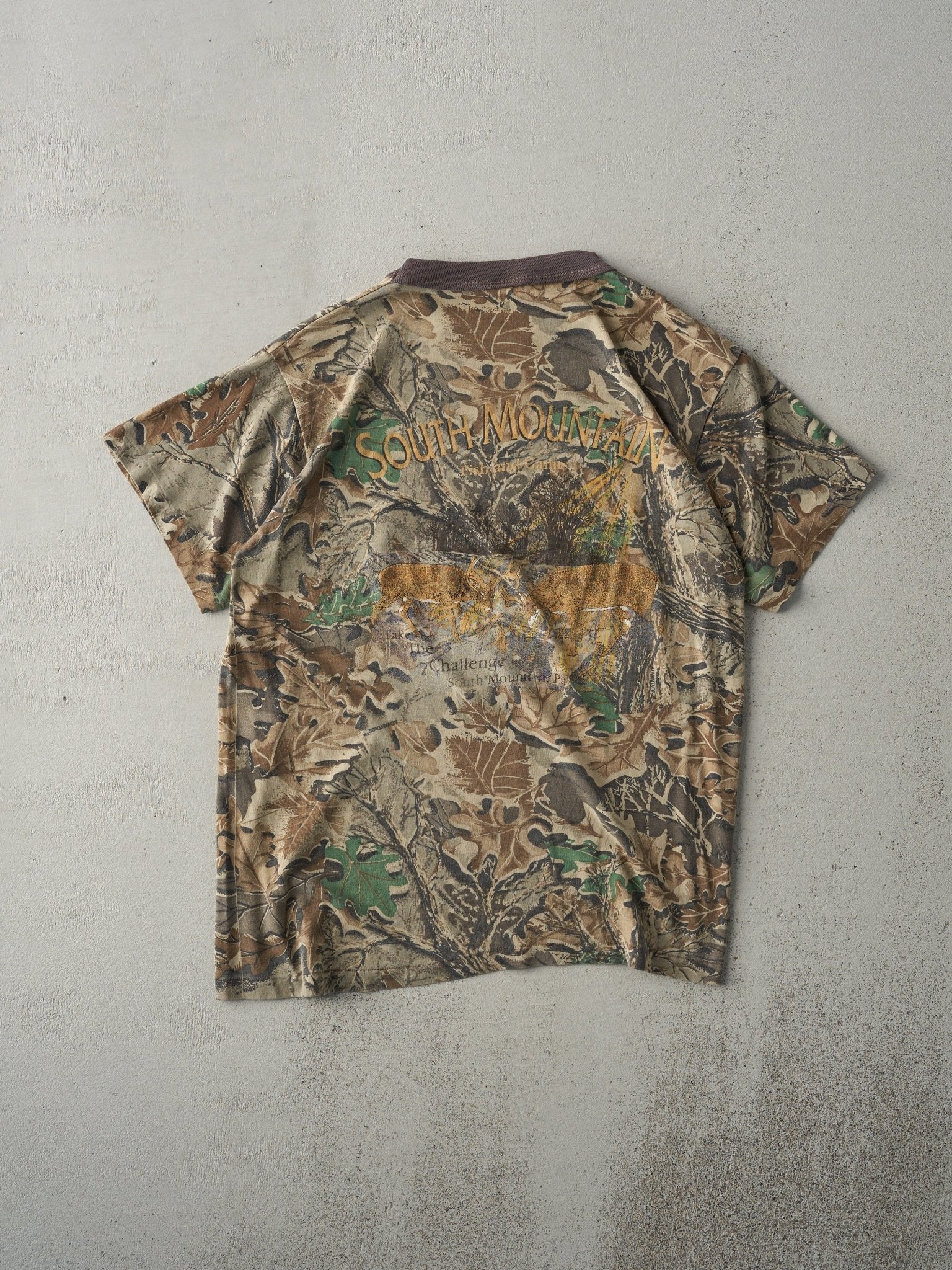 Vintage 90s Faded Brown Advantage x South Mountain Camo Pocket Tee (S/M) - Image 2