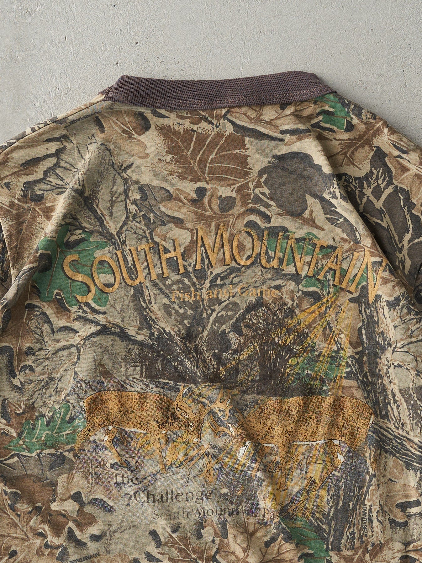Vintage 90s Faded Brown Advantage x South Mountain Camo Pocket Tee (S/M) - Image 4