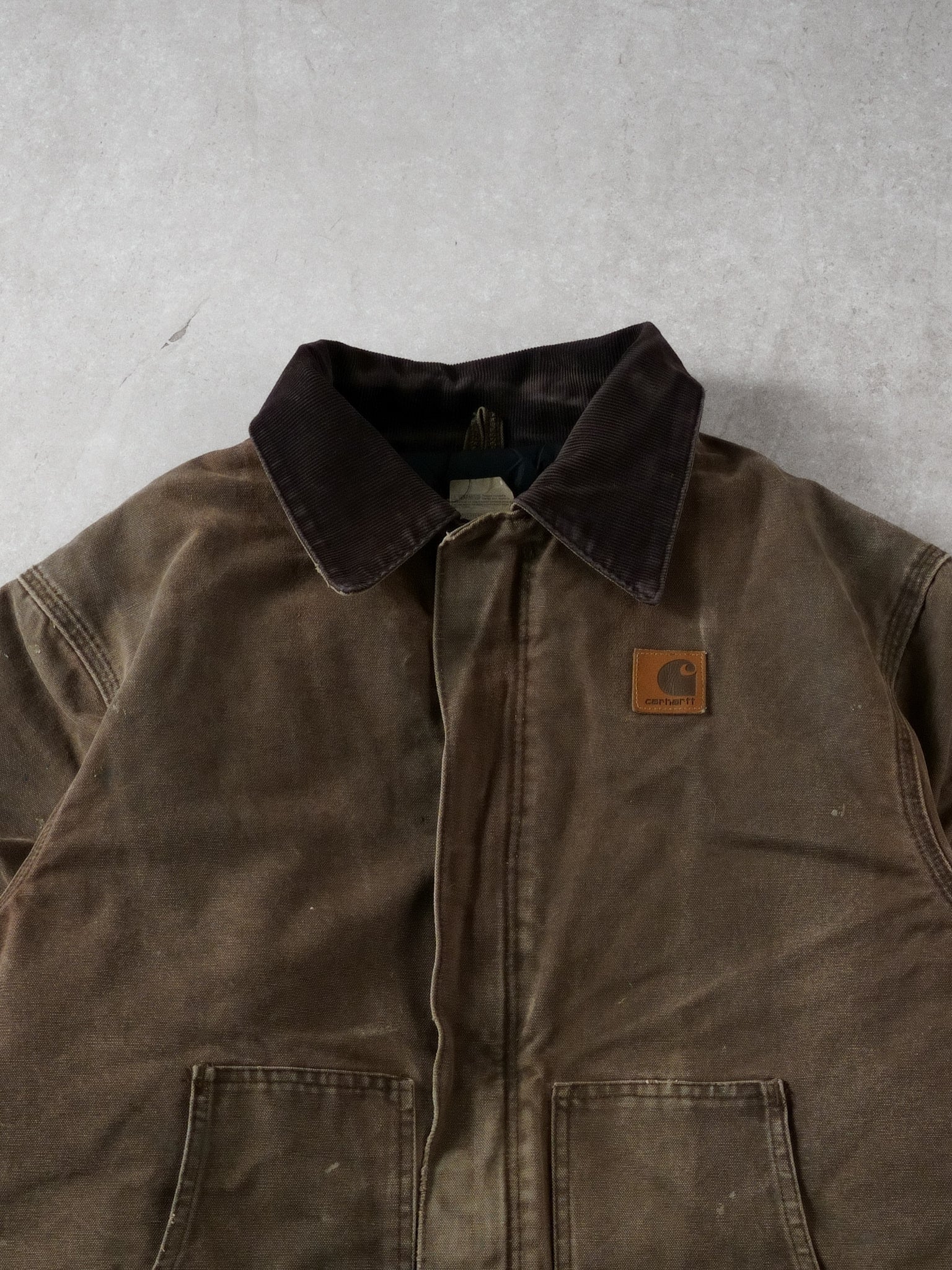 Vintage 90s Brown Carhartt Workwear Collared Jacket (L) - Image 2
