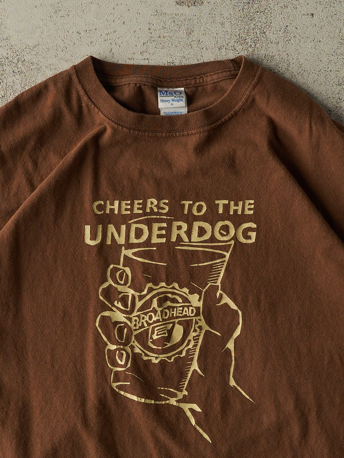 Vintage Y2K Brown Broadhead Beer "Cheers to the Under Dog" Tee (M/L) - Image 2