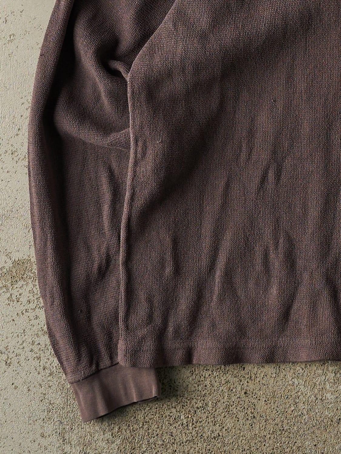 Vintage 90s Brown Converse Quarter Button Long Sleeve (L/XL) - Image 3
