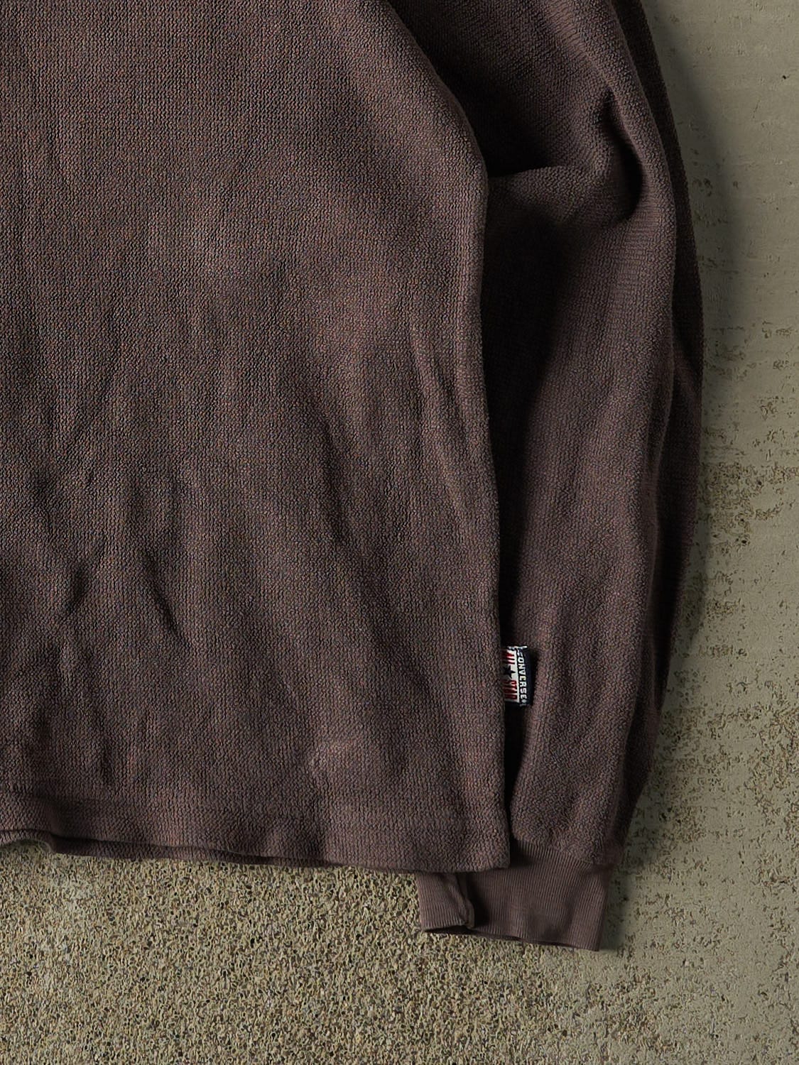 Vintage 90s Brown Converse Quarter Button Long Sleeve (L/XL) - Image 4