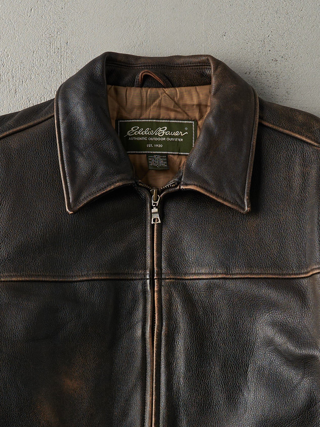 Vintage 90s Brown Eddie Bauer Leather Jacket (M) - Image 3