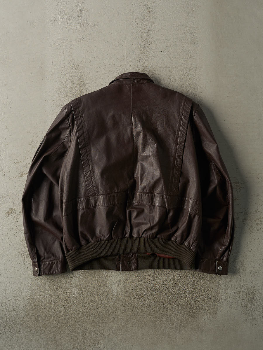 Vintage 90s Brown Fur Lined Leather Jacket (L) - Image 2