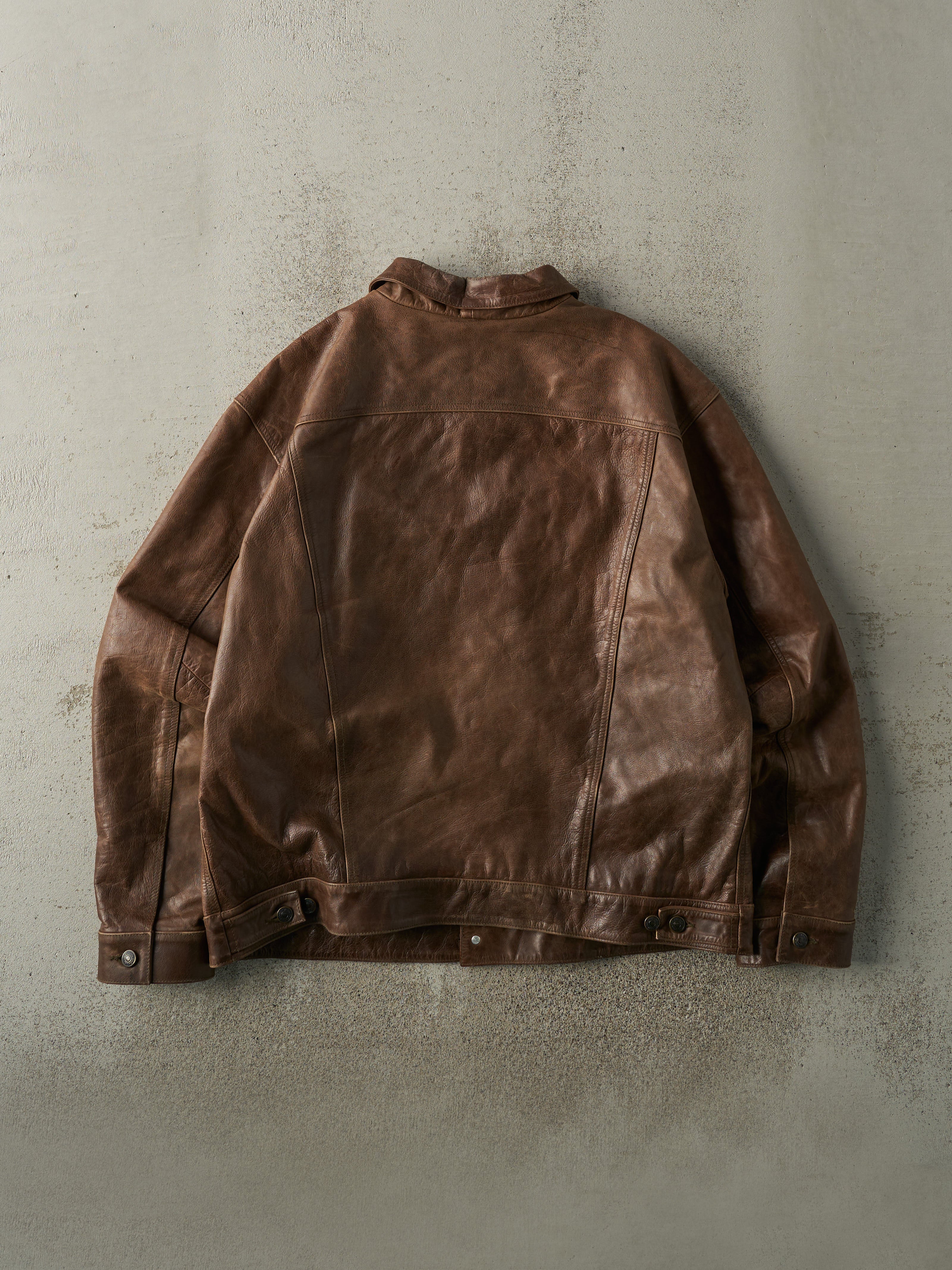 Vintage 90s Brown Gap Leather Jacket (M) - Image 3