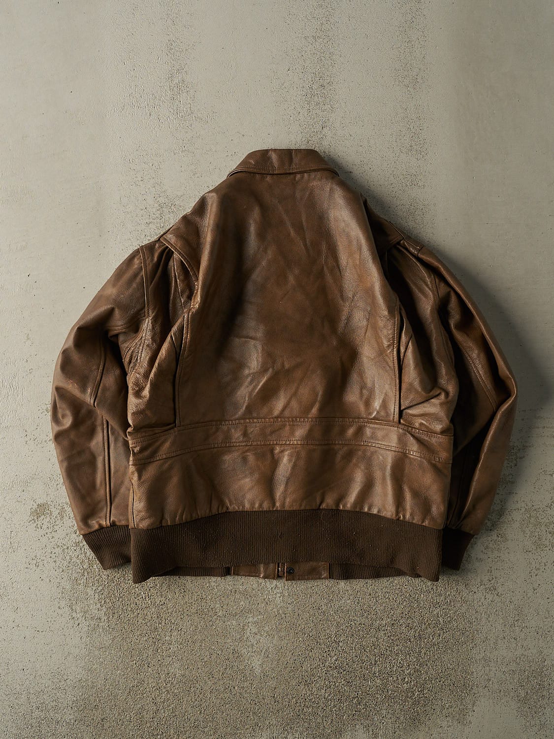 Vintage 90s Brown Leather Aviator Jacket (XL) - Image 2