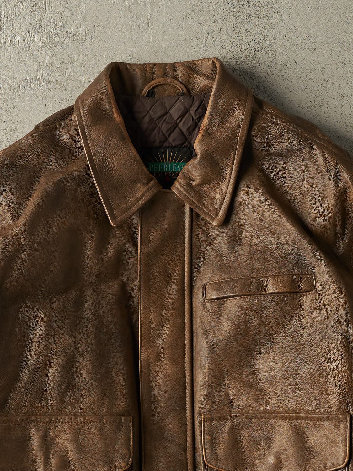 Vintage 90s Brown Leather Aviator Jacket (XL) - Image 3