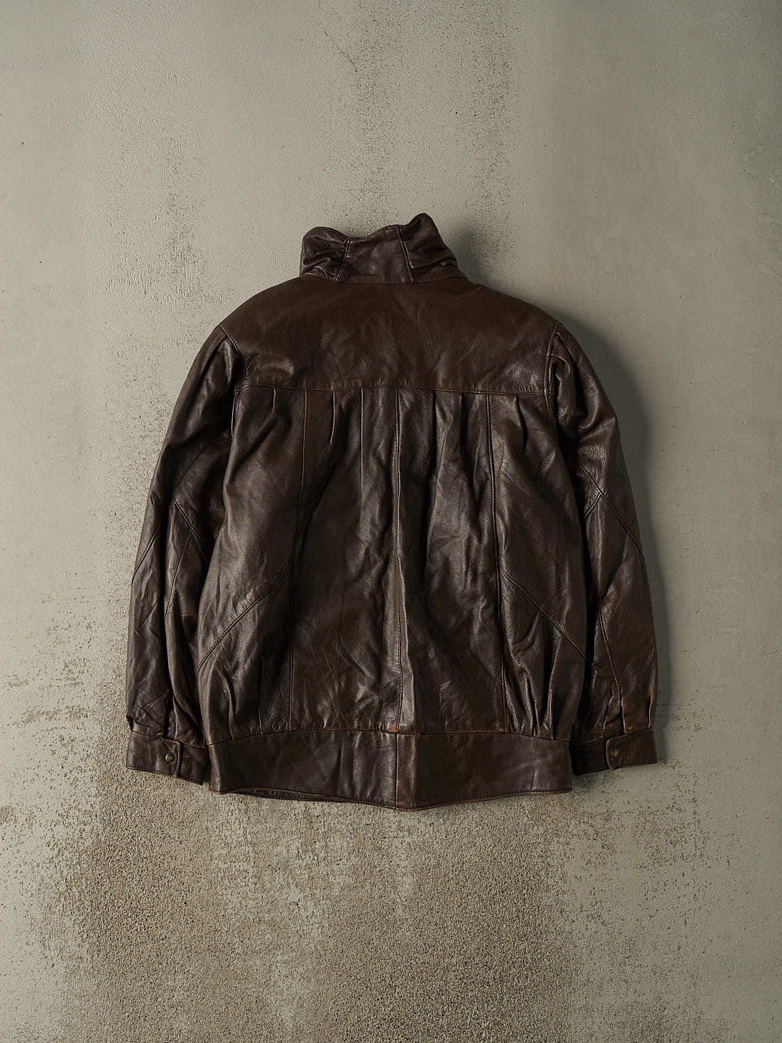 Vintage 90s Brown Leather Bomber Jacket (L/XL) - Image 2