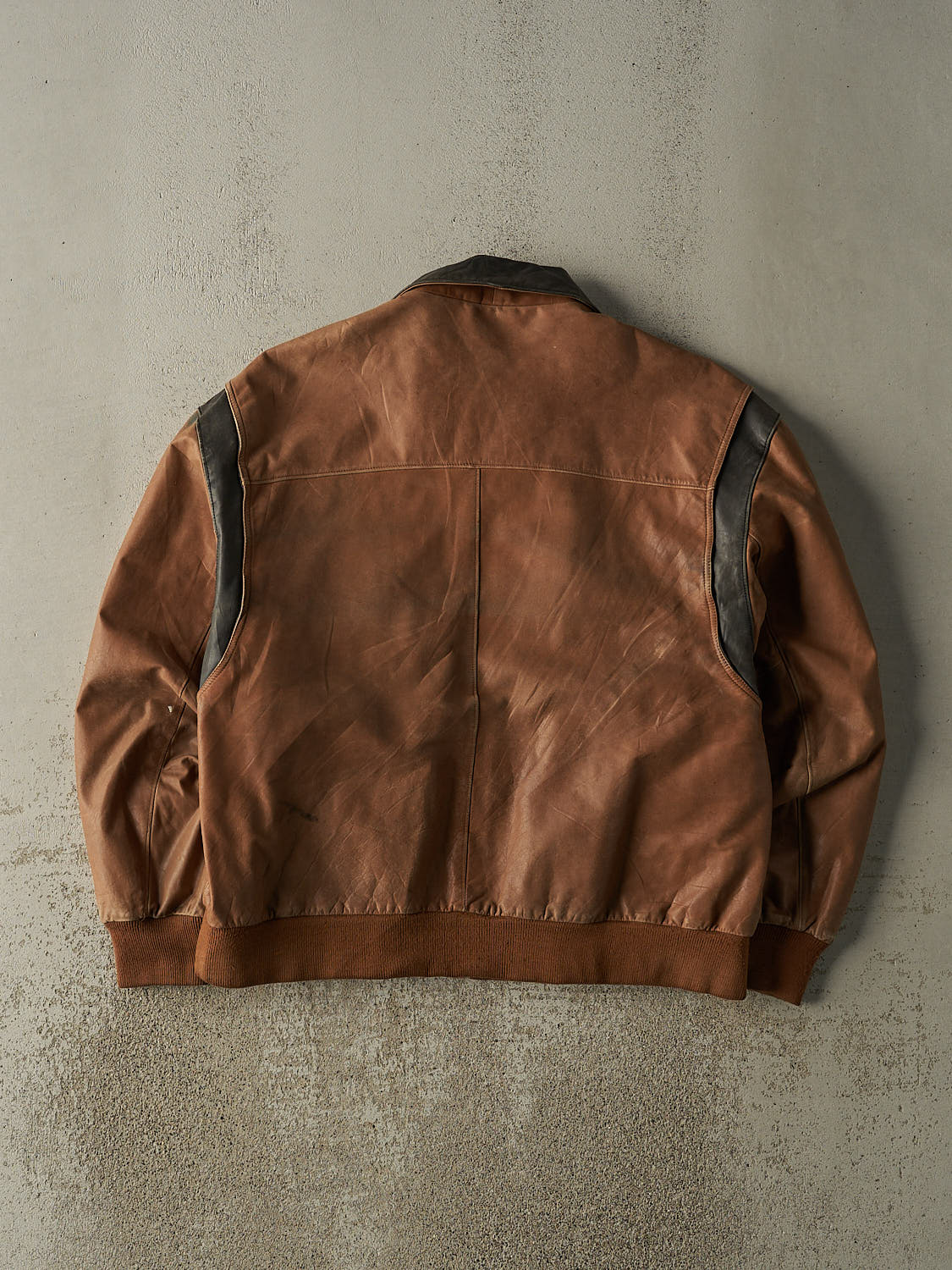 Vintage 90s Brown Leather Bomber Jacket (L) - Image 2