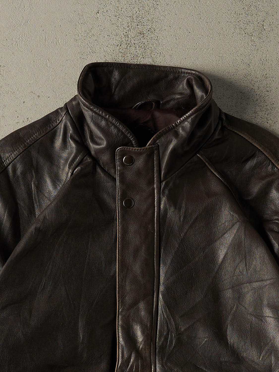 Vintage 90s Brown Leather Bomber Jacket (M/L) - Image 2