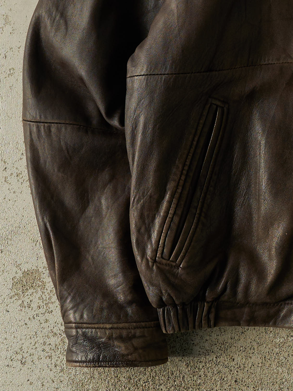 Vintage 90s Brown Leather Jacket (XL) - Image 4