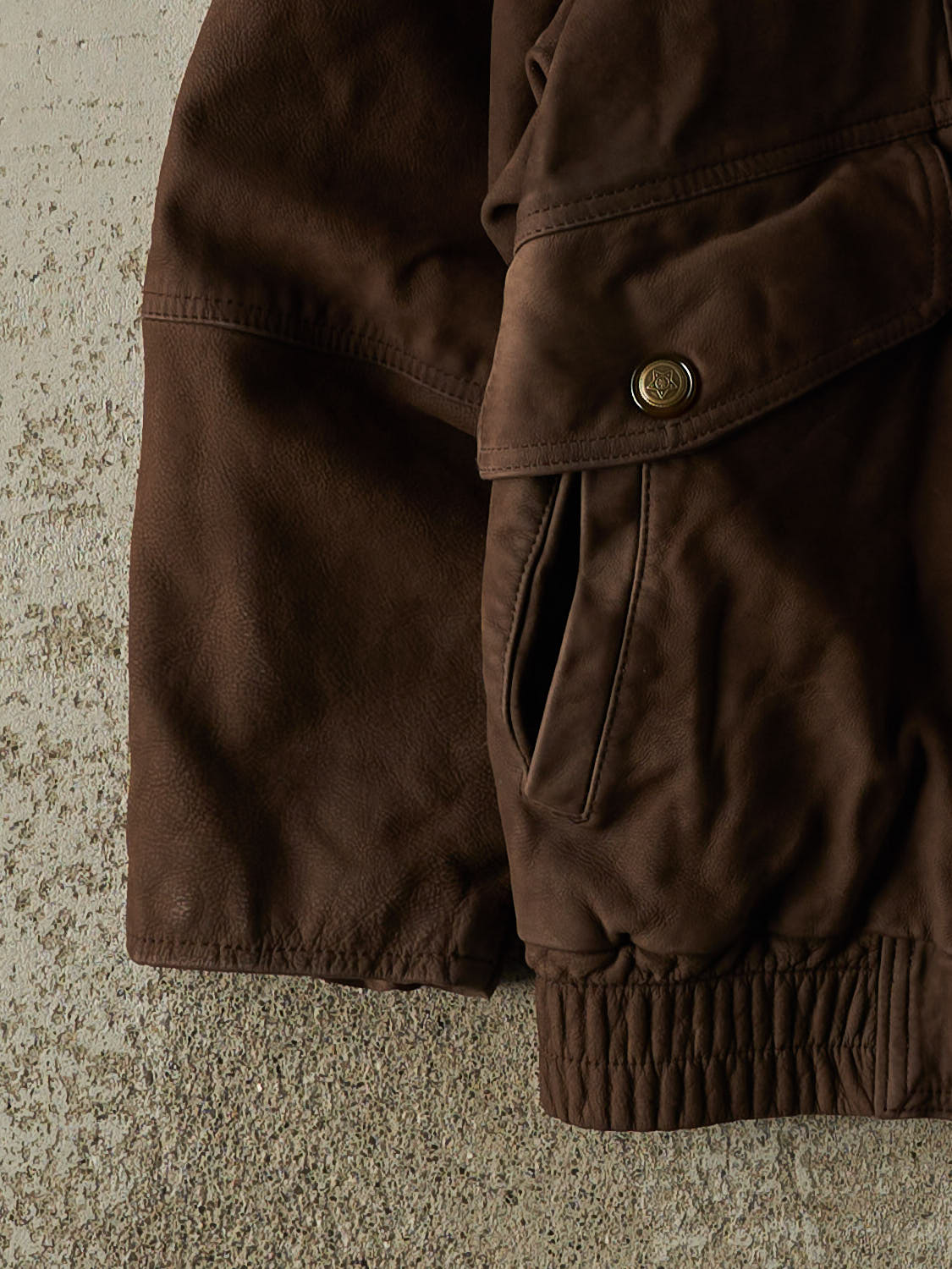 Vintage 90s Brown Suede Bomber Jacket (S/M) - Image 4