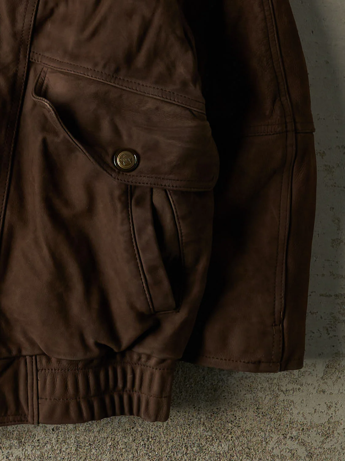 Vintage 90s Brown Suede Bomber Jacket (S/M) - Image 5