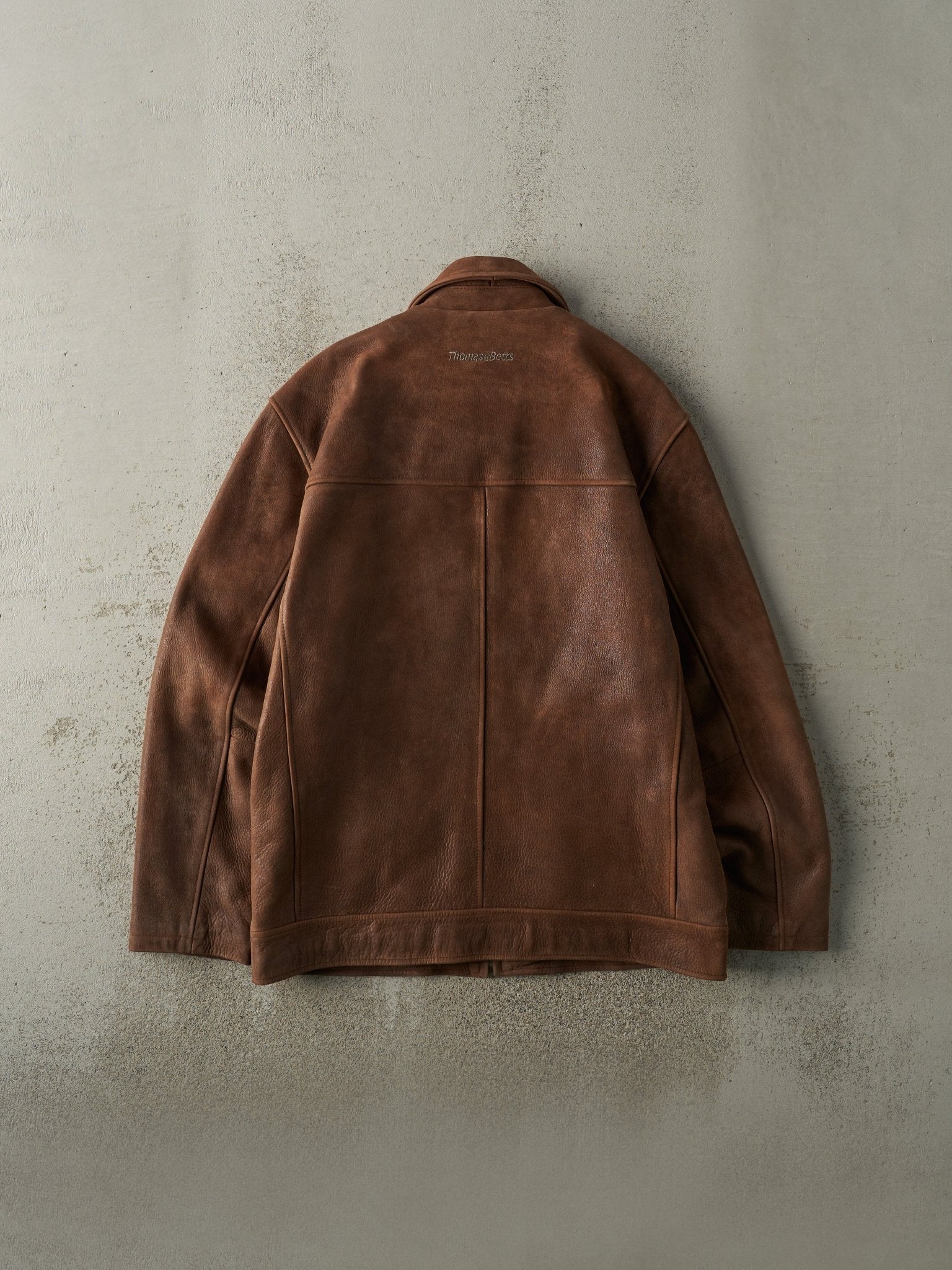 Vintage 90s Brown Embroidered Leather Jacket (M) - Image 3
