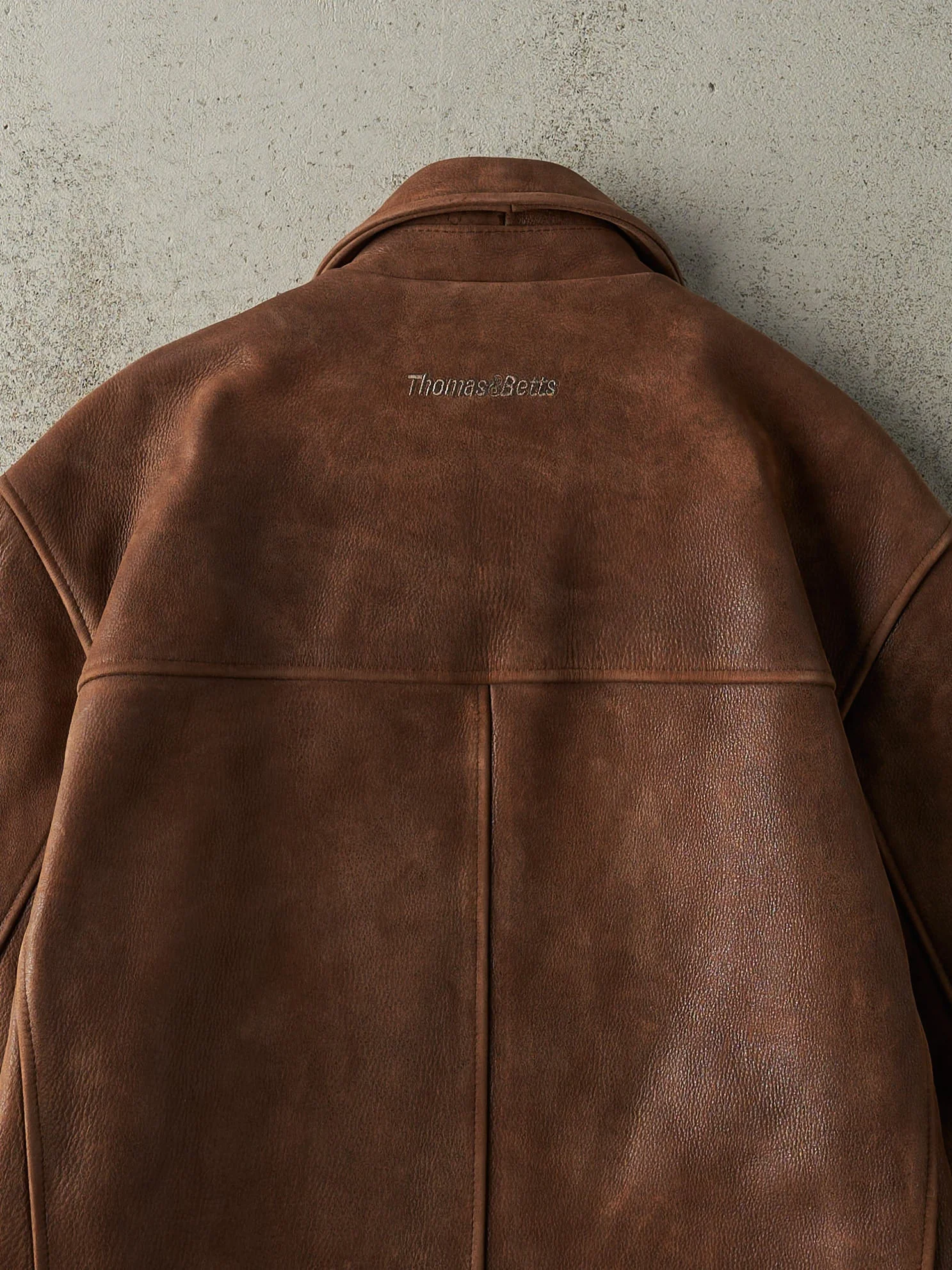 Vintage 90s Brown Embroidered Leather Jacket (M) - Image 5