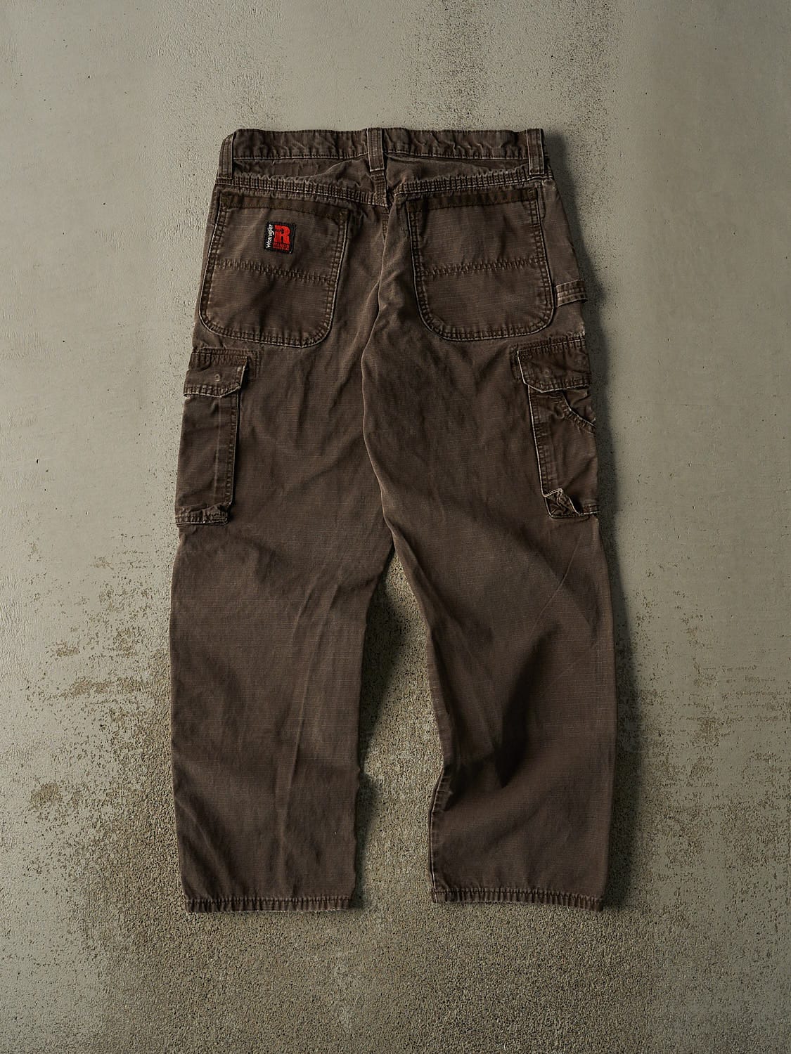 Vintage 90s Brown Wrangler Riggs Cargo Carpenter Pants (33x30) - Image 3
