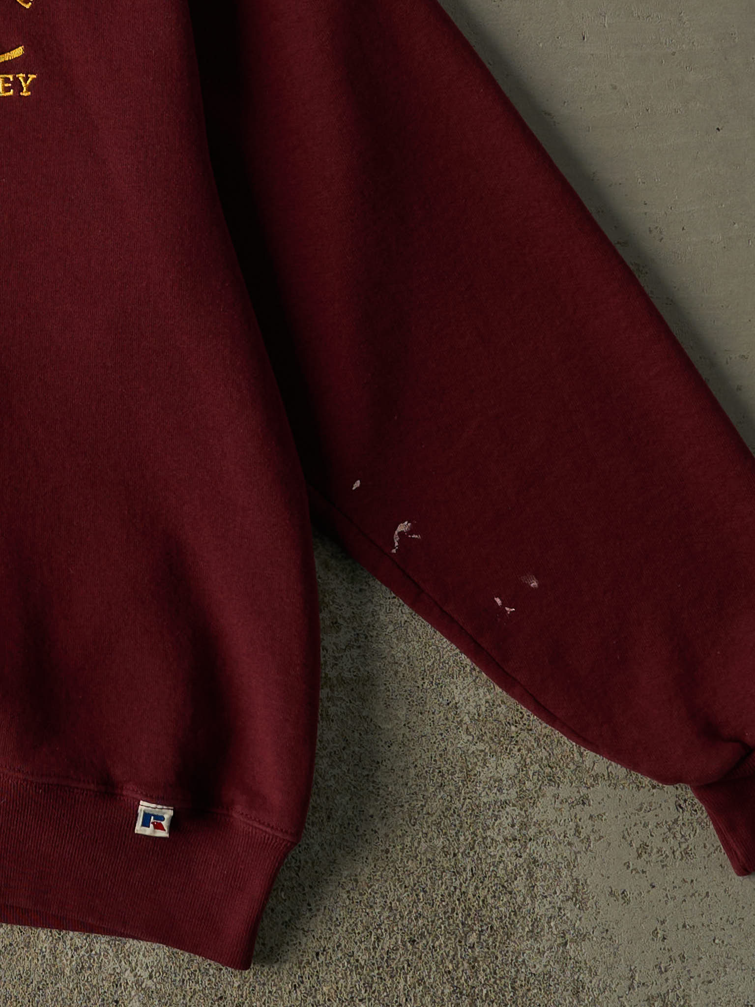 Vintage 90s Burgundy Avon Grove Ice Hockey Embroidered Russell Athletic Crewneck (L/XL) - Image 3