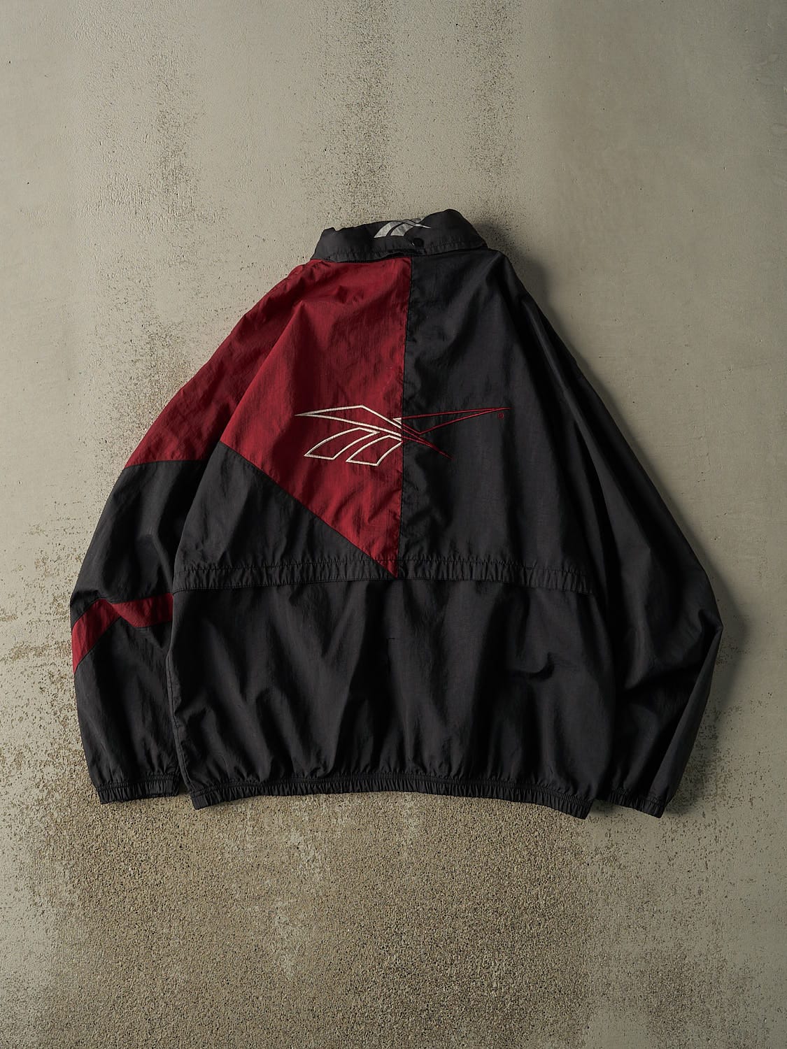 Vintage 90s Burgundy & Black Reebok Embroidered Windbreaker Jacket (L/XL) - Image 2