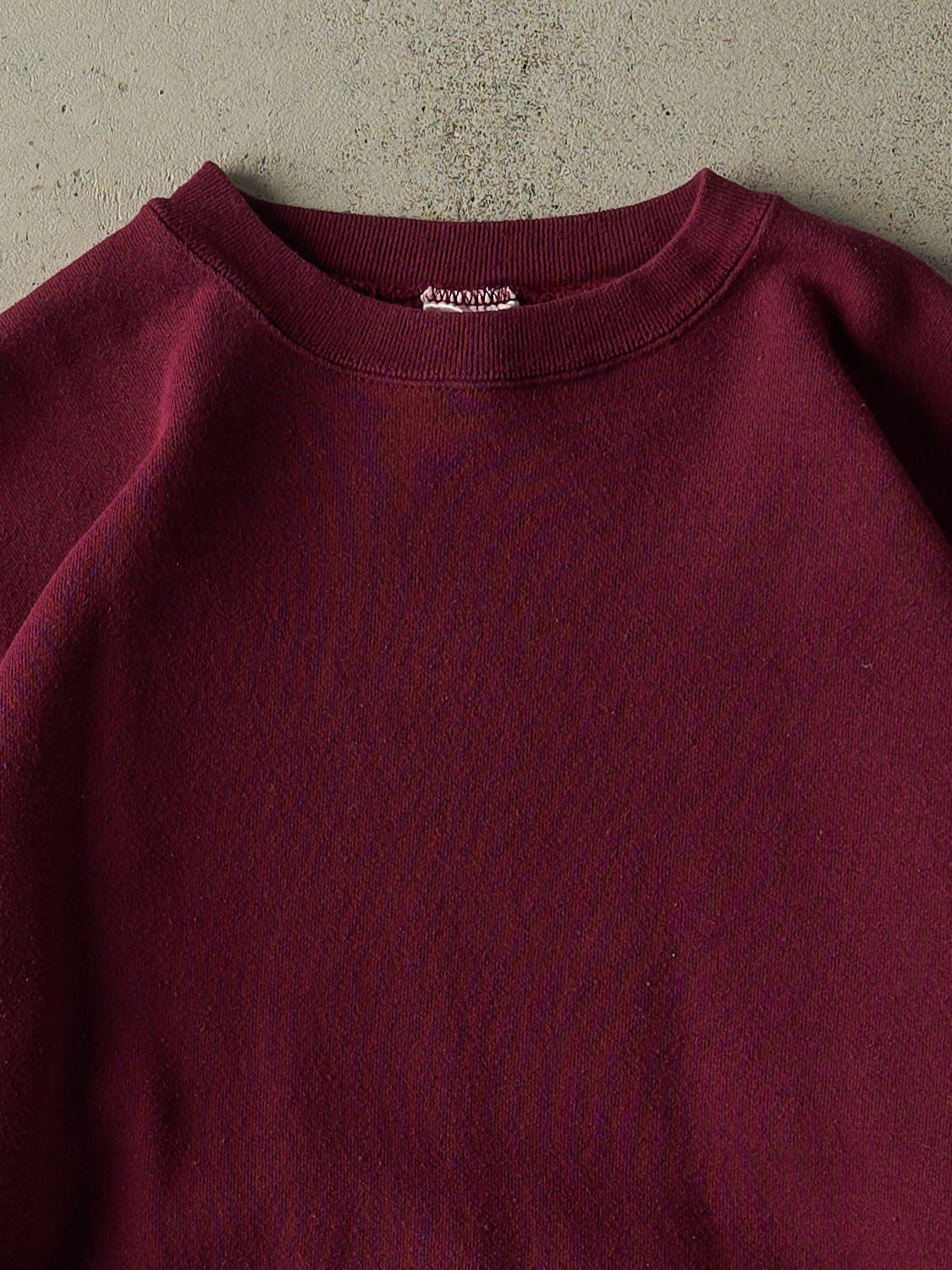 Vintage 90s Burgundy Blank Boxy Crewneck (S/M) - Image 2