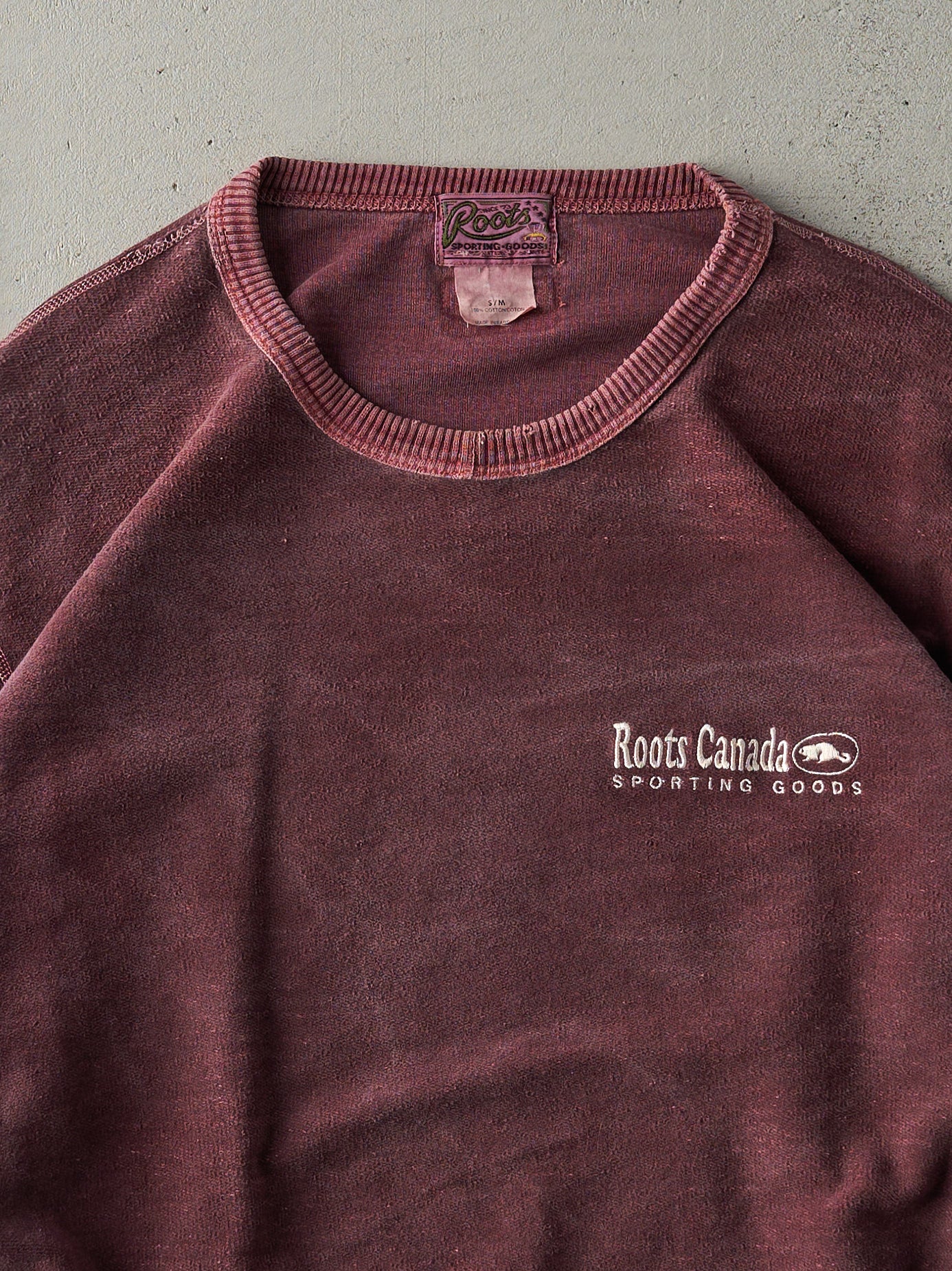 Vintage 90s Burgundy Roots Canada Inside Out Crewneck (L) - Image 3