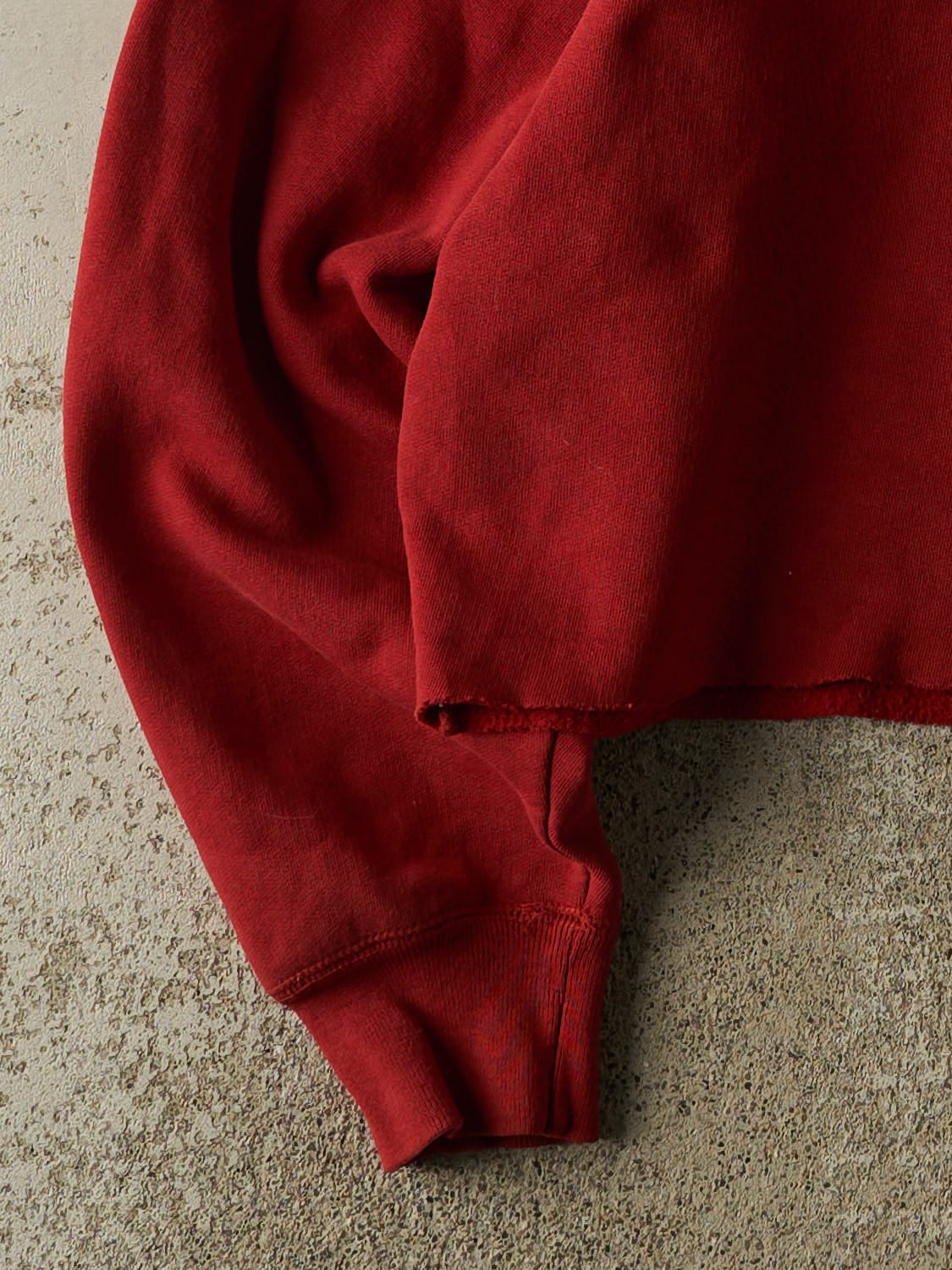 Vintage 90s Burgundy Roots Quarter Zip Cropped Sweater (XS/S) - Image 3