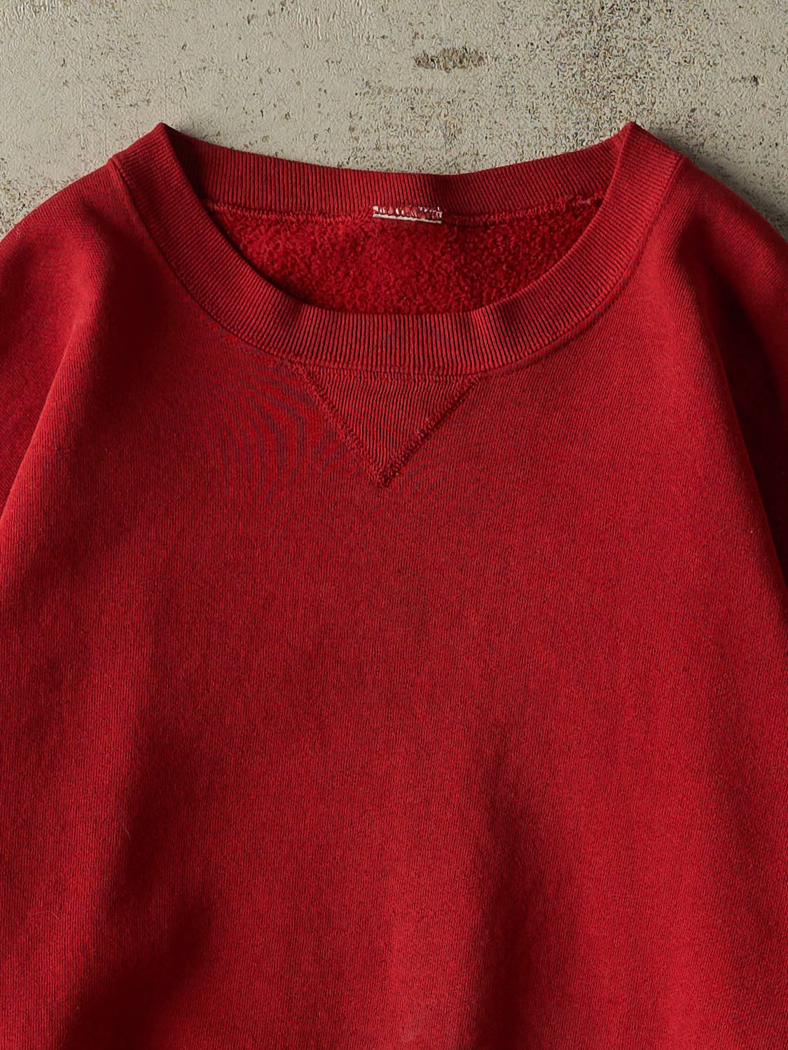 Vintage 90s Burgundy Russell Athletic Blank Crewneck (XL) - Image 2