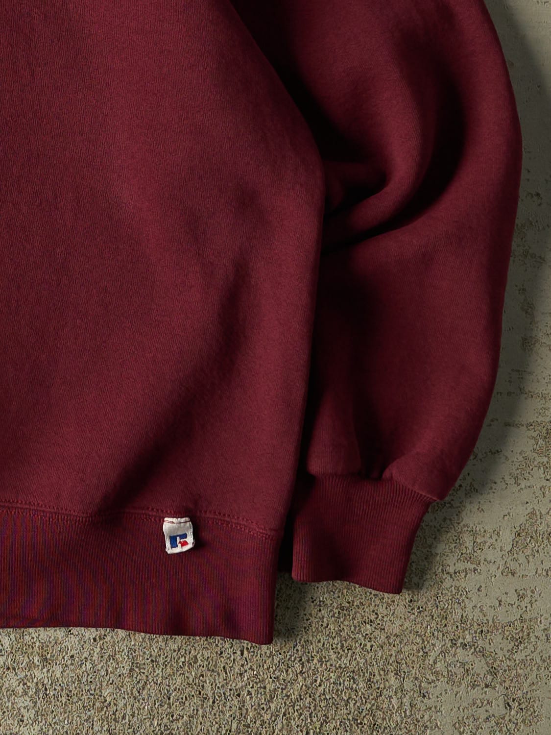 Vintage 90s Burgundy Russell Athletic Blank Crewneck (M/L) - Image 4