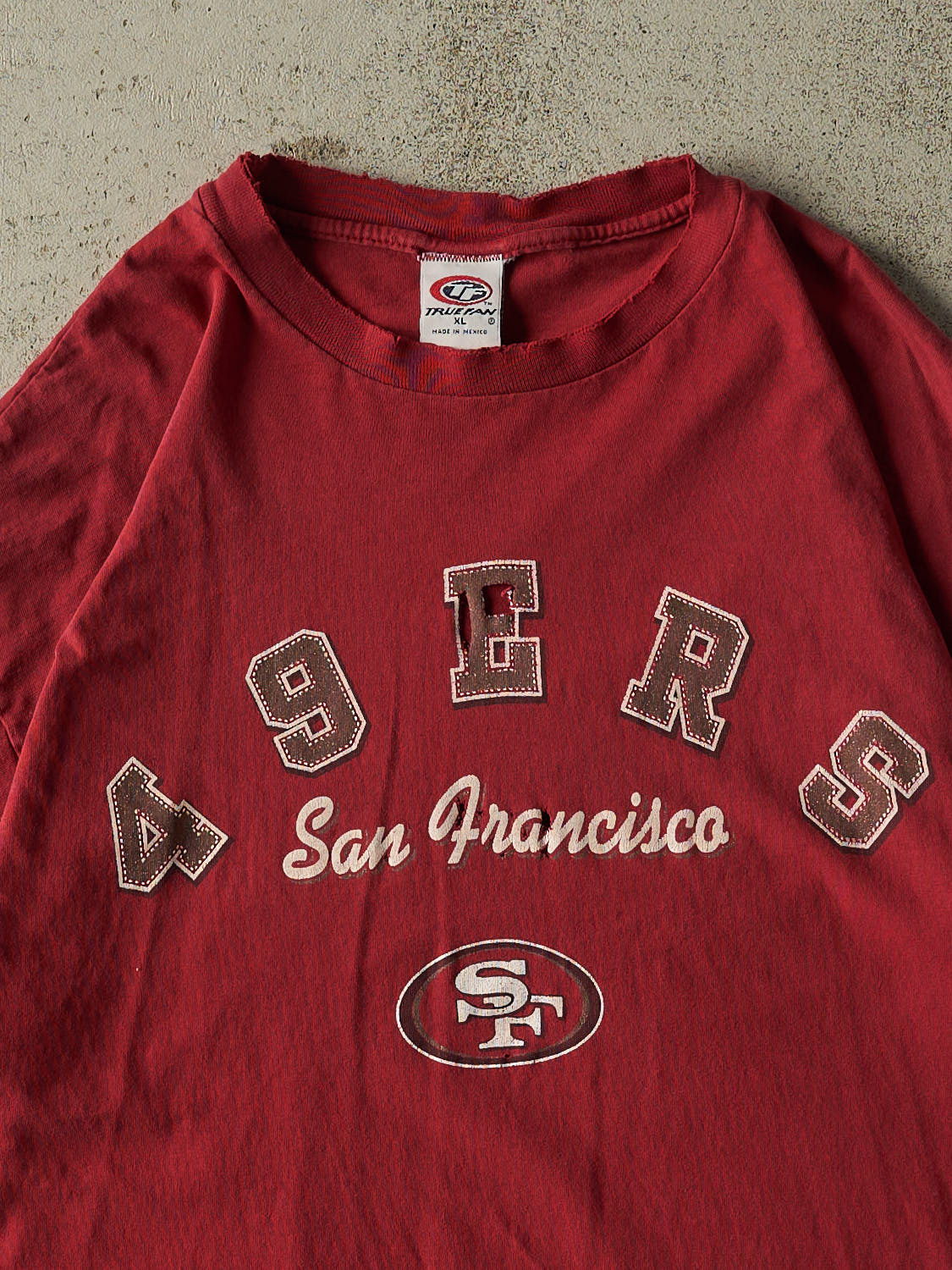 Vintage 90s Burgundy San Francisco 49ers Tee (L/XL) - Image 2