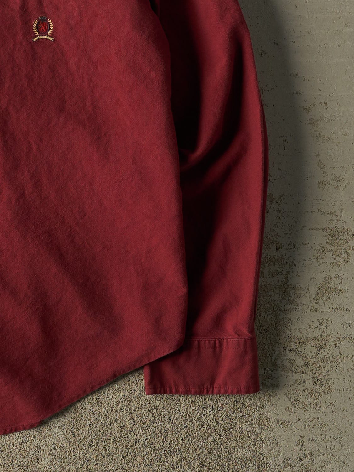 Vintage 90s Burgundy Tommy Hilfiger Button Up Long Sleeve (XXL) - Image 4