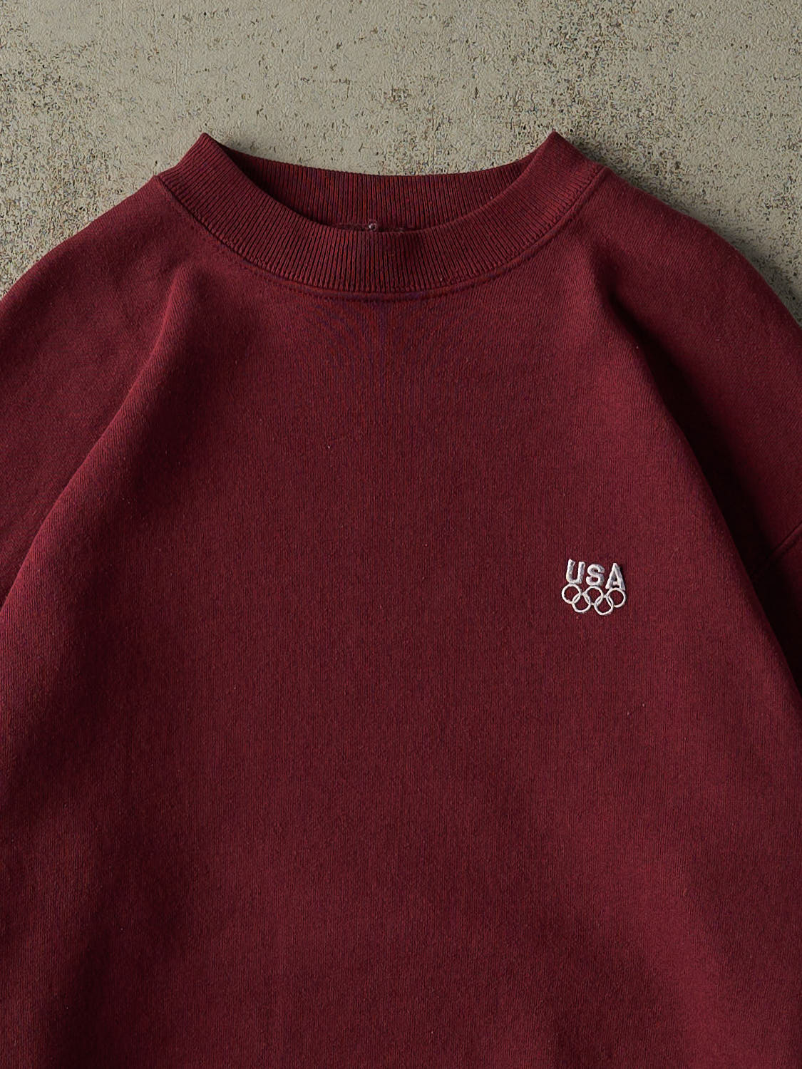Vintage 90s Burgundy USA Olympics Embroidered Crewneck (M) - Image 2