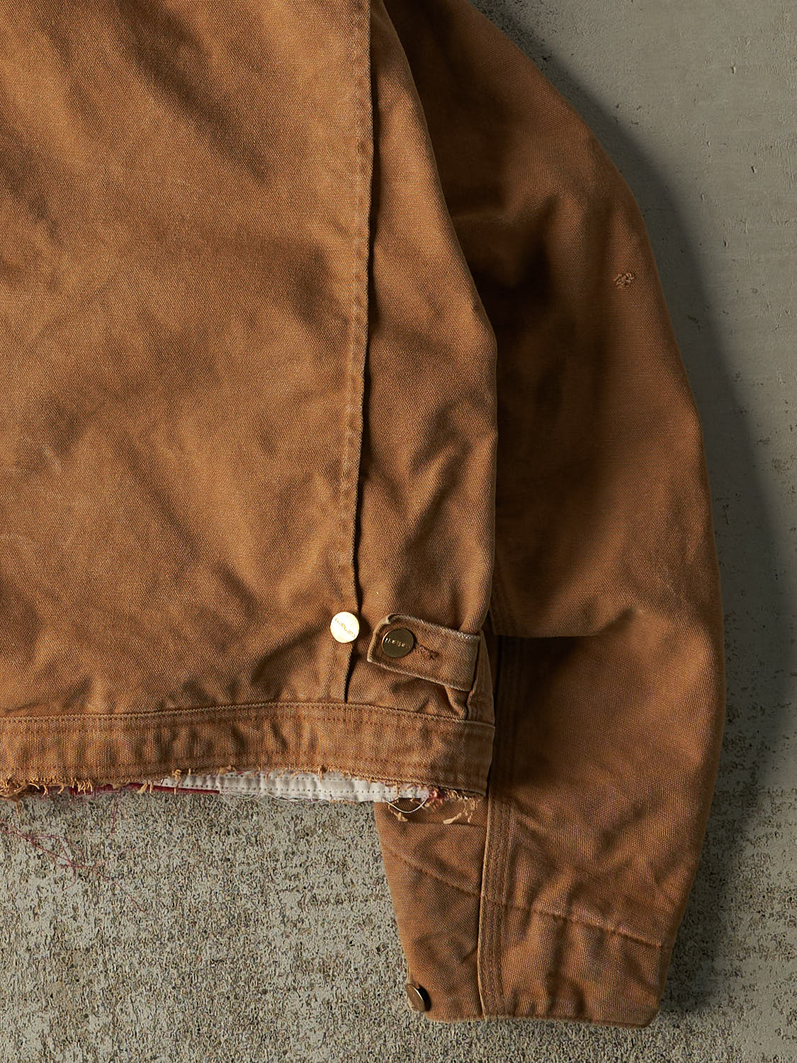 Vintage 90s Camel Carhartt Cropped Work Jacket (S/M) - Image 4