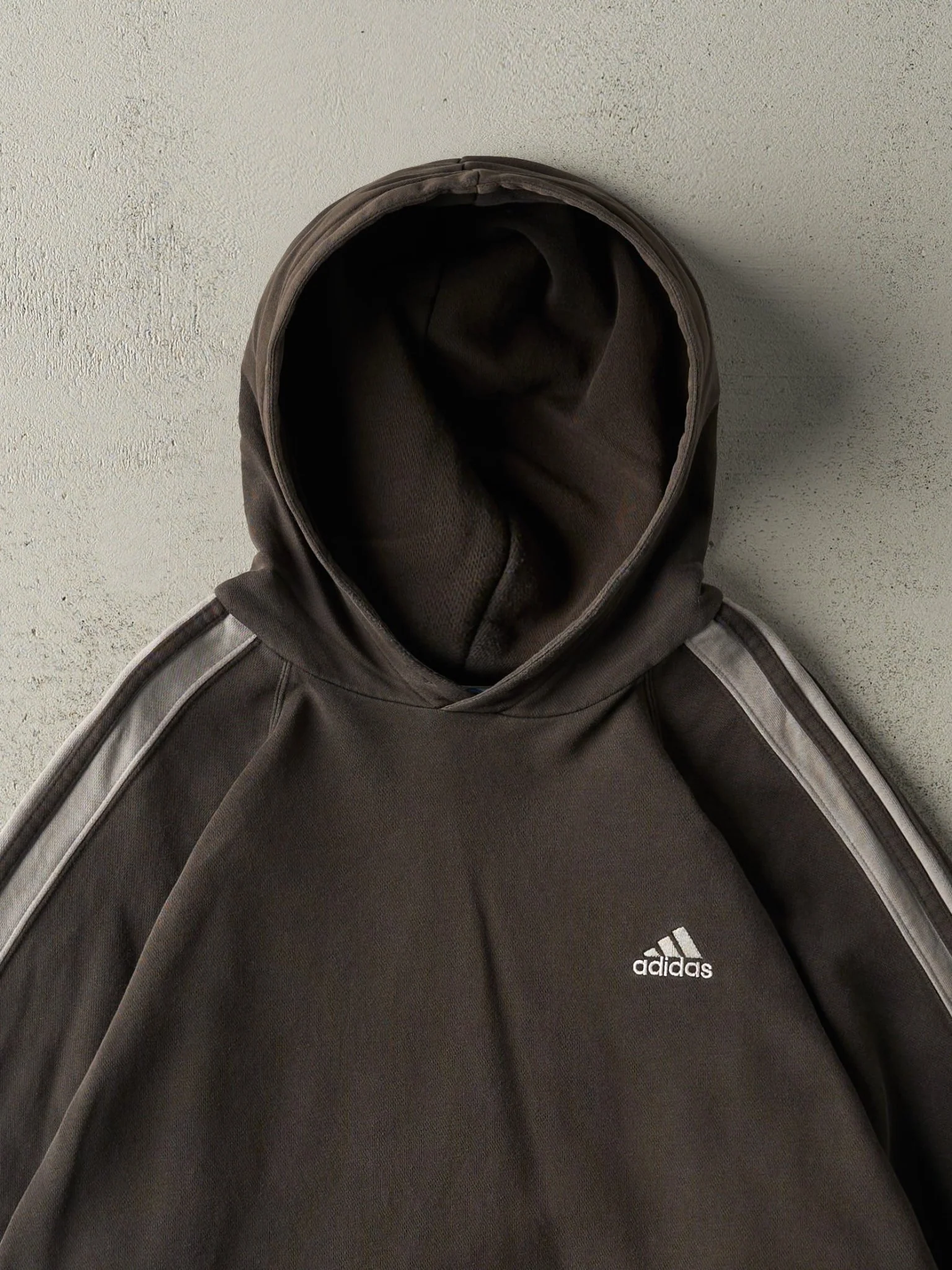 Vintage 90s Charcoal Grey Adidas Embroidered Hoodie (L) - Image 2