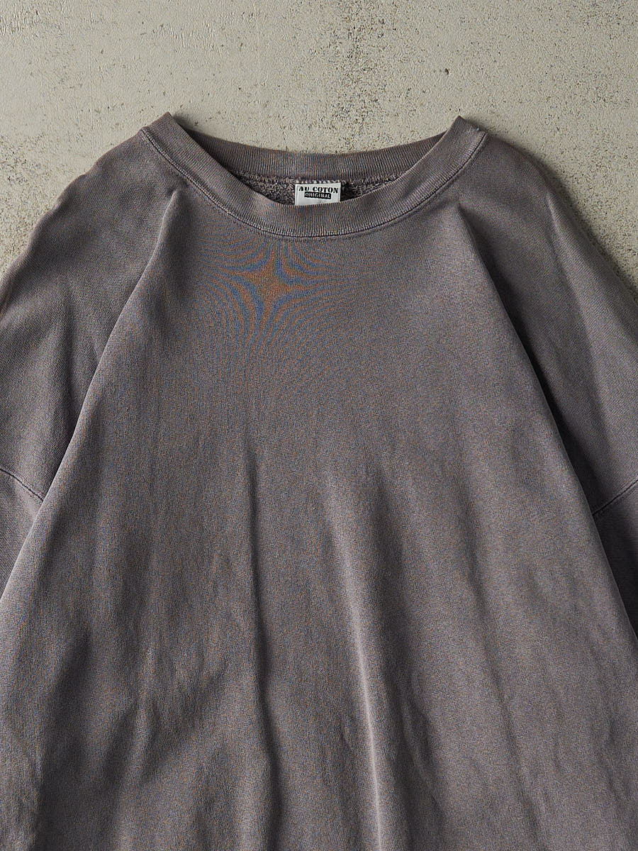 Vintage 90s Charcoal Grey Black Crewneck (XXL) - Image 2