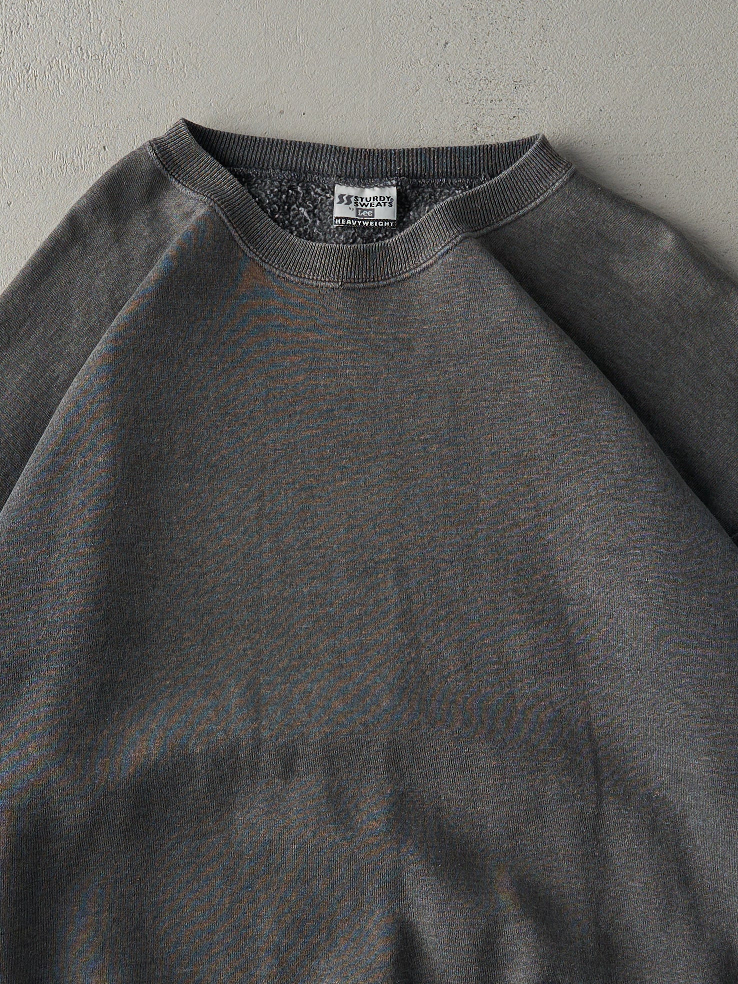 Vintage 90s Charcoal Grey Blank Crewneck (L) - Image 2