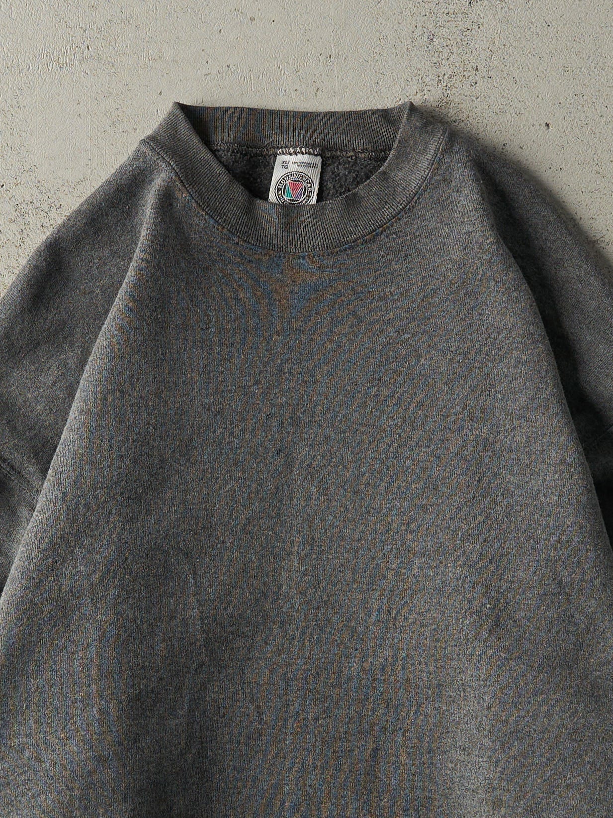 Vintage 90s Charcoal Grey Blank Crewneck (L/XL) - Image 2