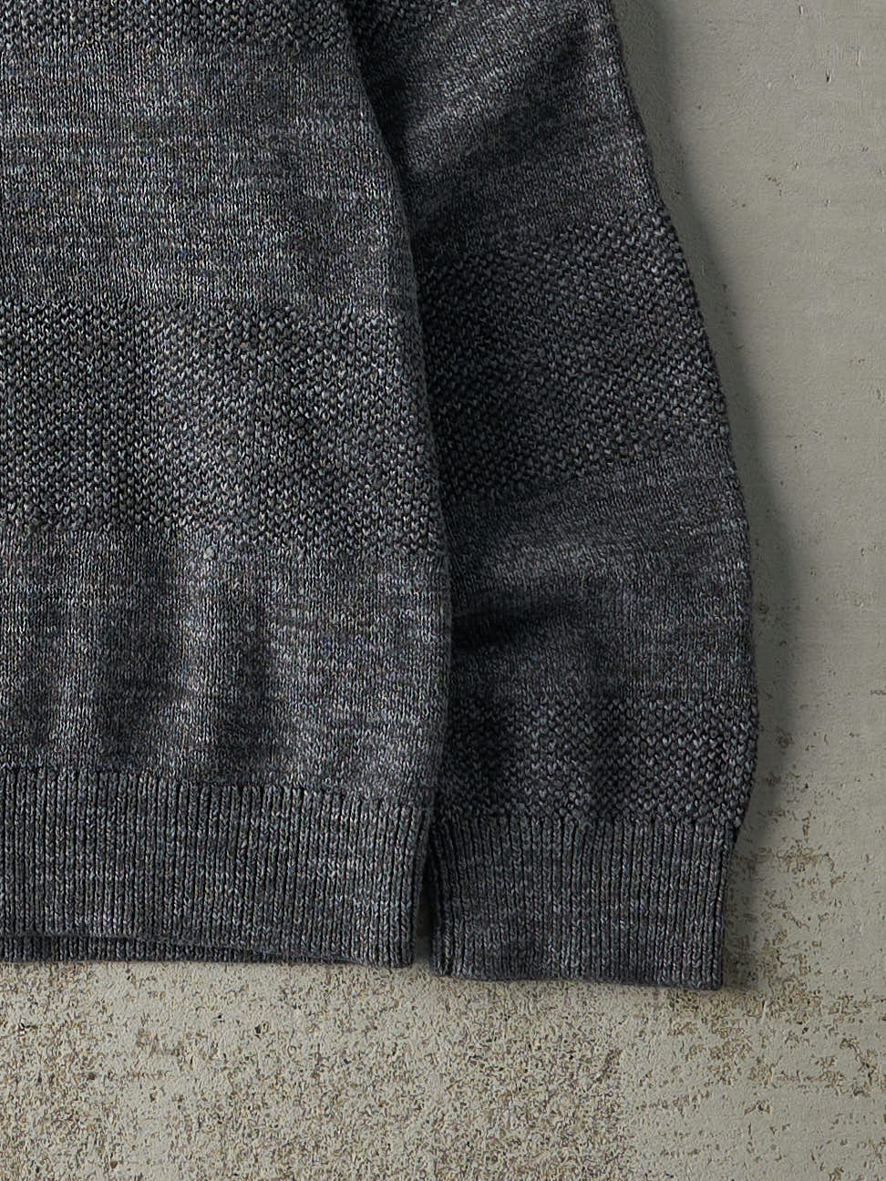 Vintage 90s Charcoal Grey LL Bean Patterned Knit (M) - Image 3