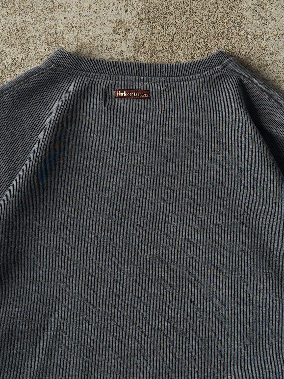 Vintage 90s Charcoal Grey Marlboro V Neck Lightweight Knit (S/M) - Image 4