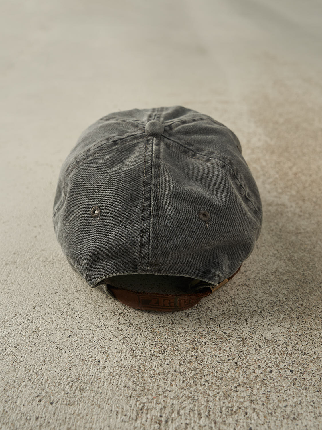 Vintage 90s Charcoal Grey Nasa Leather Strapback (O/S) - Image 4