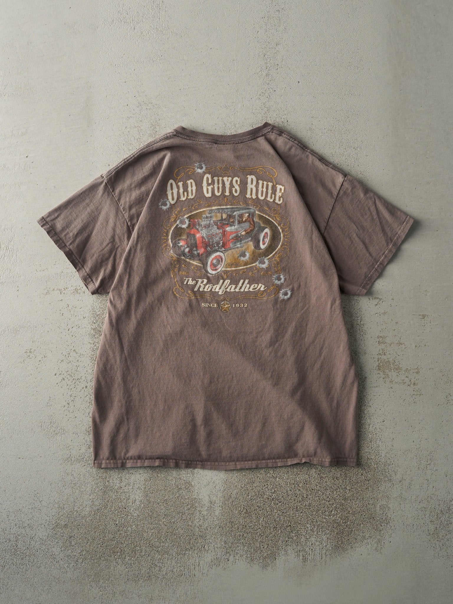 Vintage 90s Charcoal Grey Old Guys Rule Tee (M/L) - Image 2