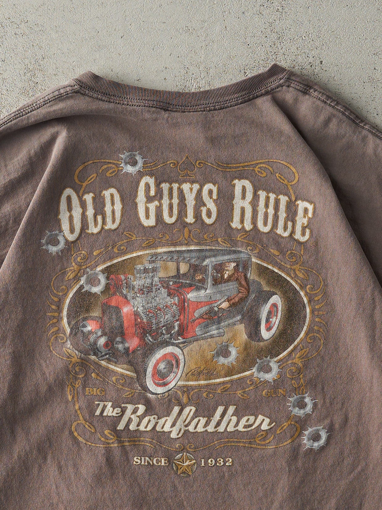 Vintage 90s Charcoal Grey Old Guys Rule Tee (M/L) - Image 4
