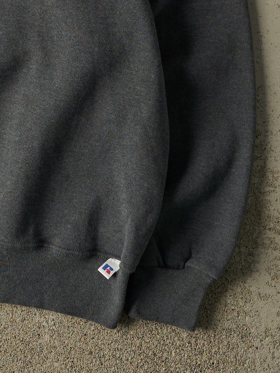 Vintage 90s Charcoal Grey Russell Athletic Blank Crewneck (XL/XXL) - Image 4